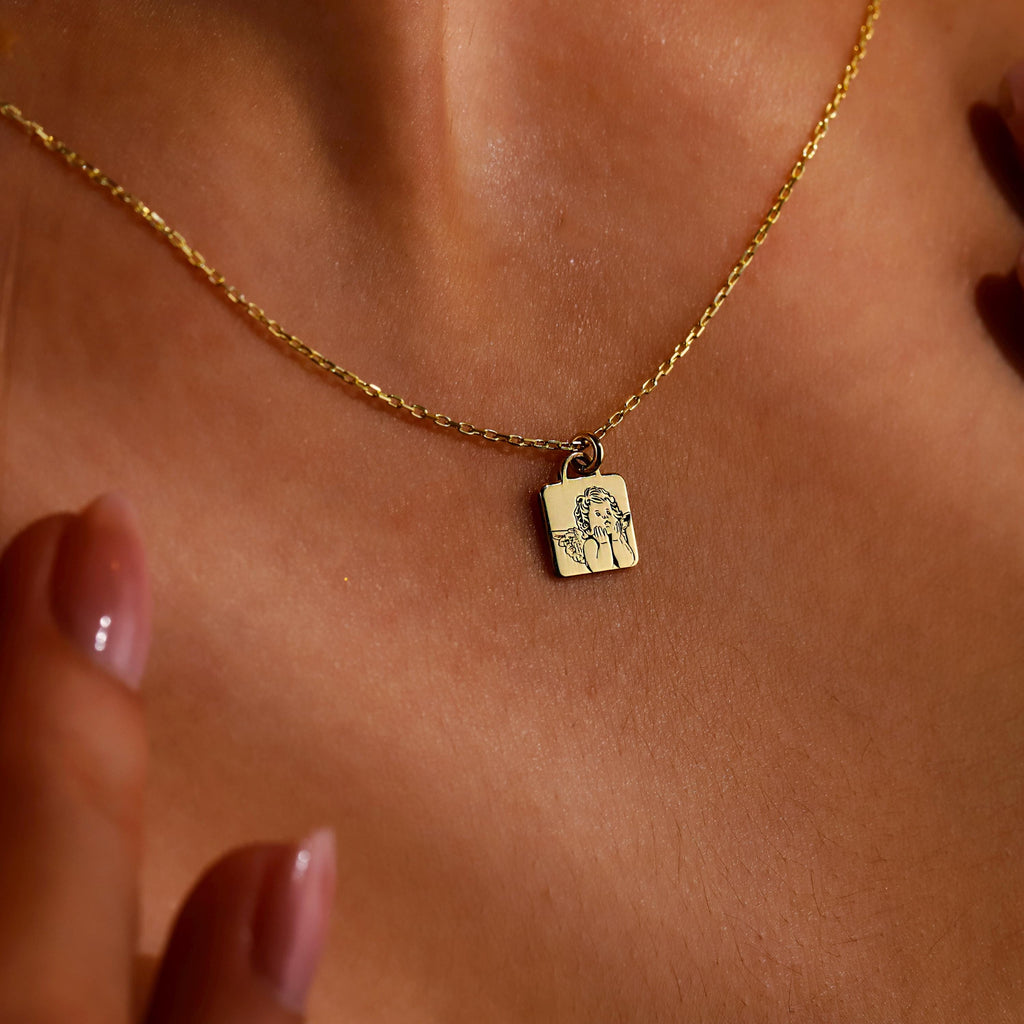 Guardian Angel Necklace, Sterling Silver Personalized Pendant