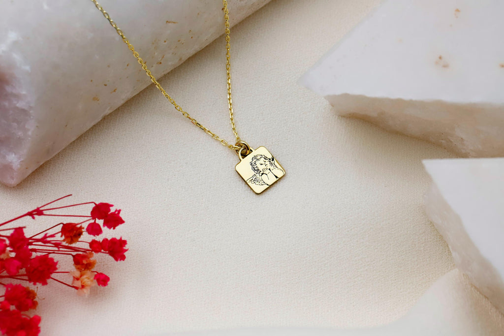 Guardian Angel Necklace, Sterling Silver Personalized Pendant