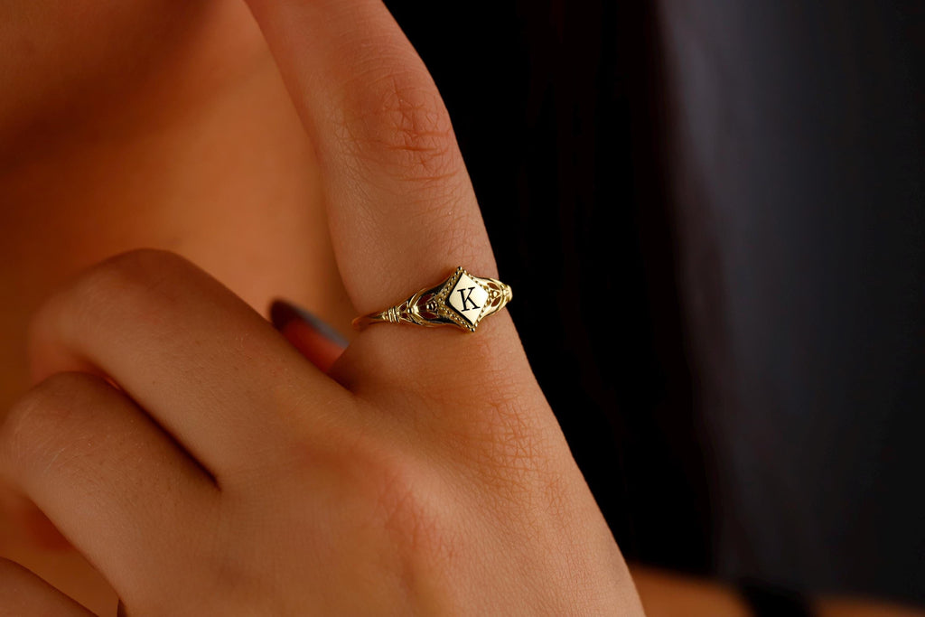 Birth Month Flower Ring 925 Sterling Silver Signet Midi Pinky Ring