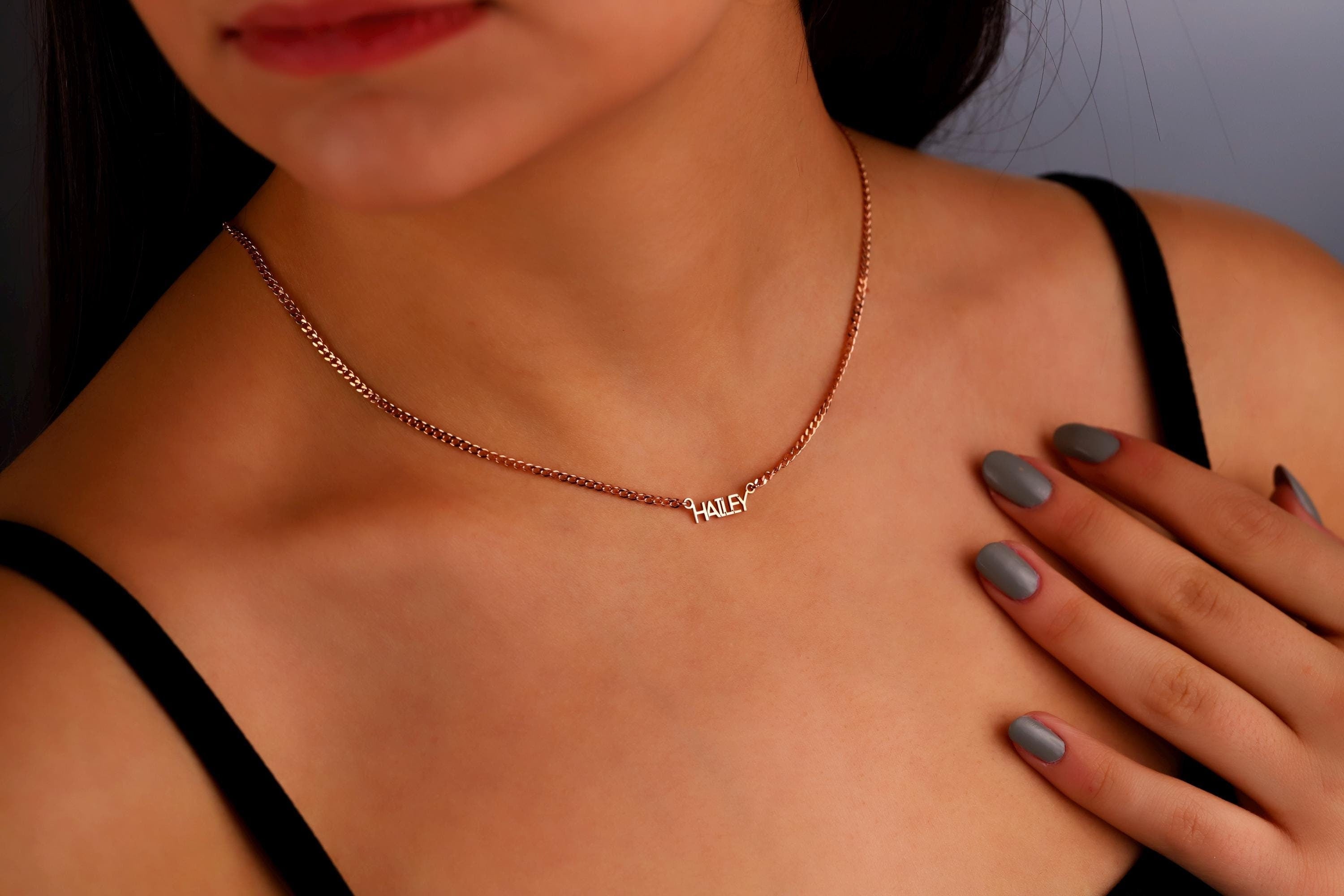 Intertwined Name Necklace, Sterling Silver, Gold, Rose