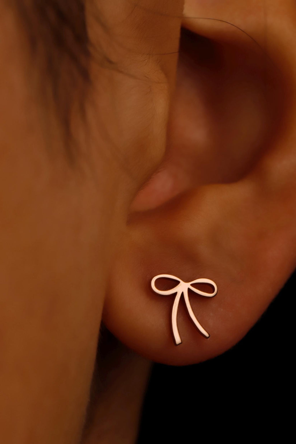 Sterling Silver Ribbon Earrings, Dainty Ribbon Stud Earrings