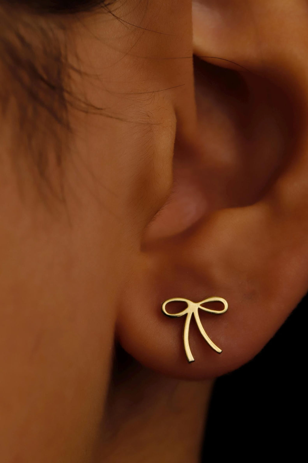 Sterling Silver Ribbon Earrings, Dainty Ribbon Stud Earrings