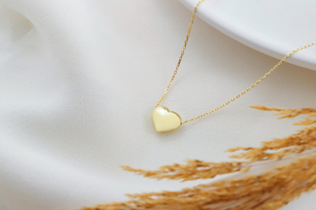 3D Heart Necklace, Bubble Heart Charm in 925 Sterling Silver