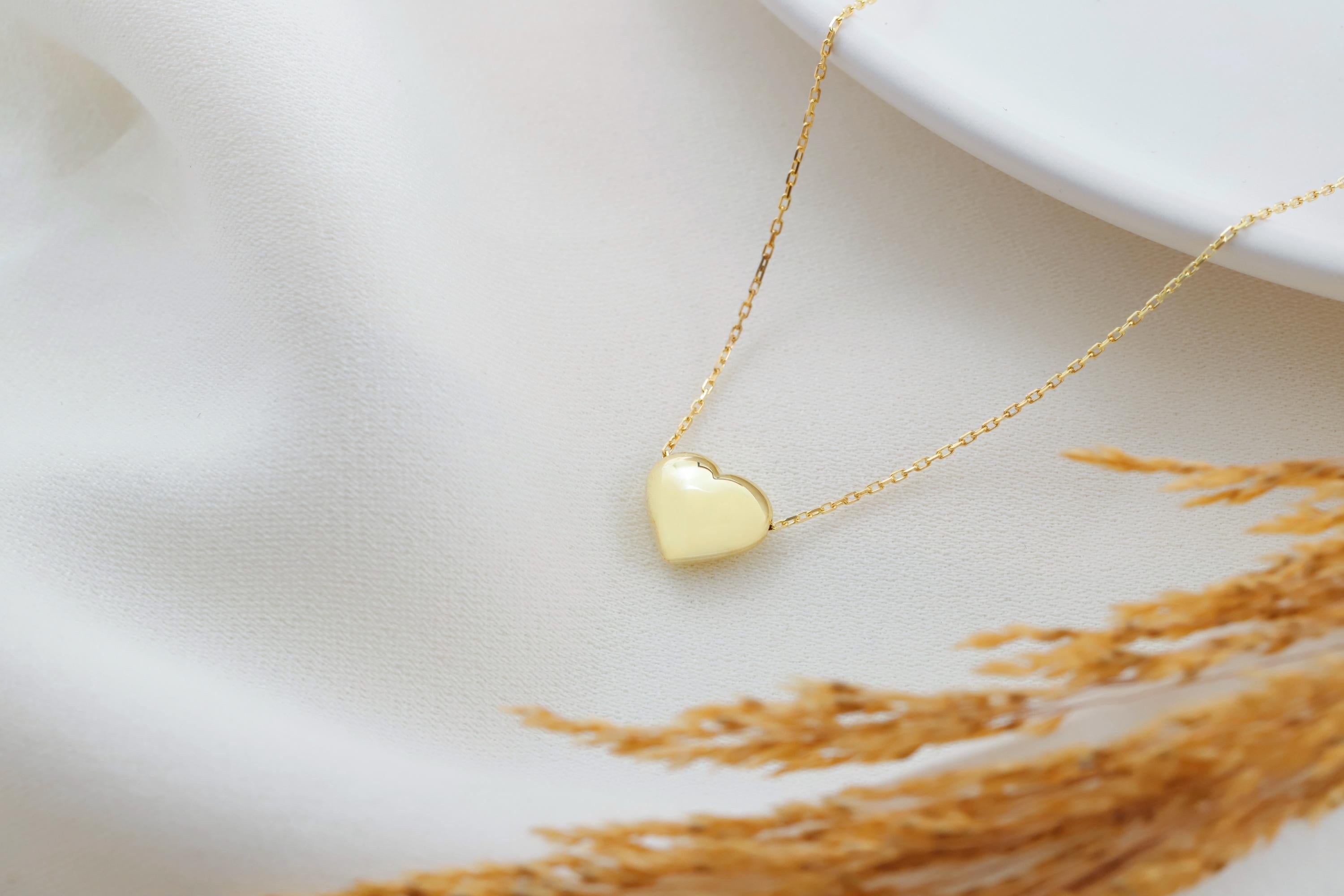 3D Heart Necklace, Bubble Heart Charm in 925 Sterling Silver