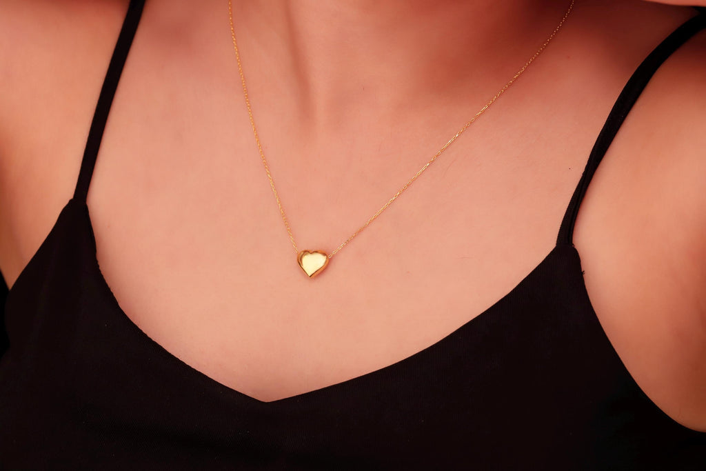 3D Heart Necklace, Bubble Heart Charm in 925 Sterling Silver