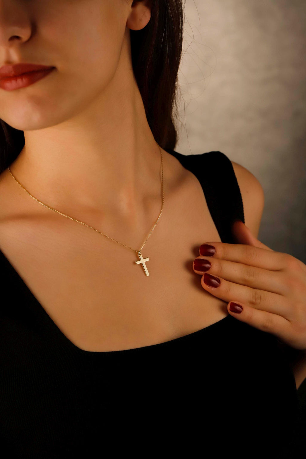 Gold Cross Necklace, 14K Gold Vermeil Over Sterling Silver