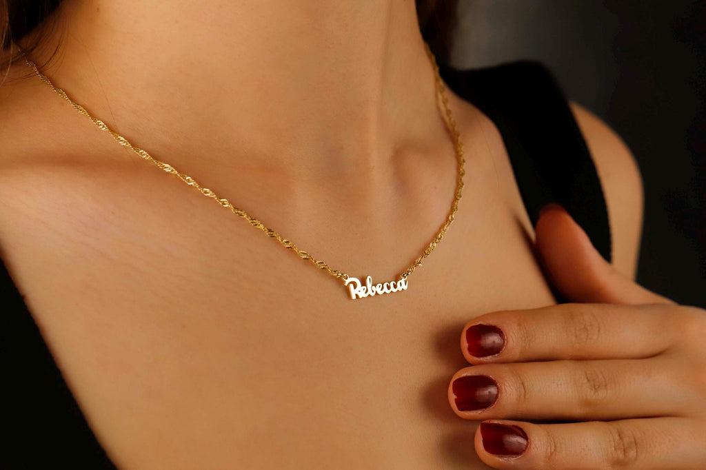 Custom Name Necklace 18K Gold Filled Sterling Silver Dainty Chain