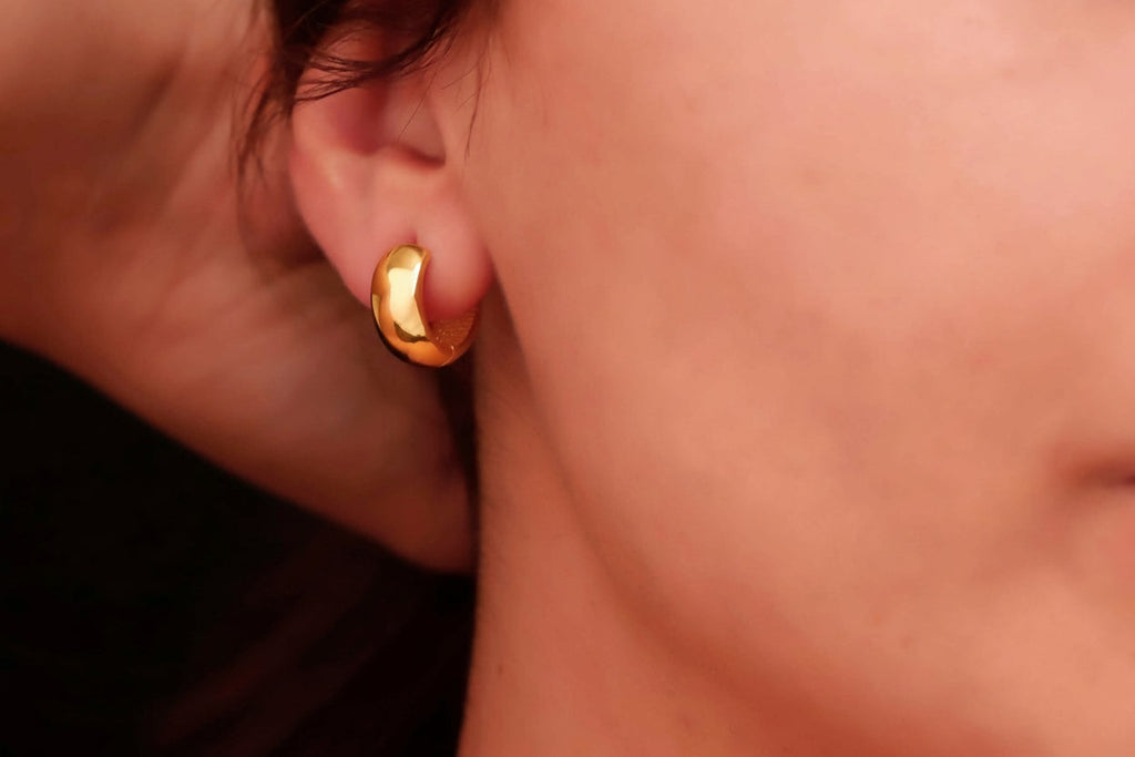 Chunky Gold Hoop Earrings, 18K Gold Filled 925 Sterling Silver
