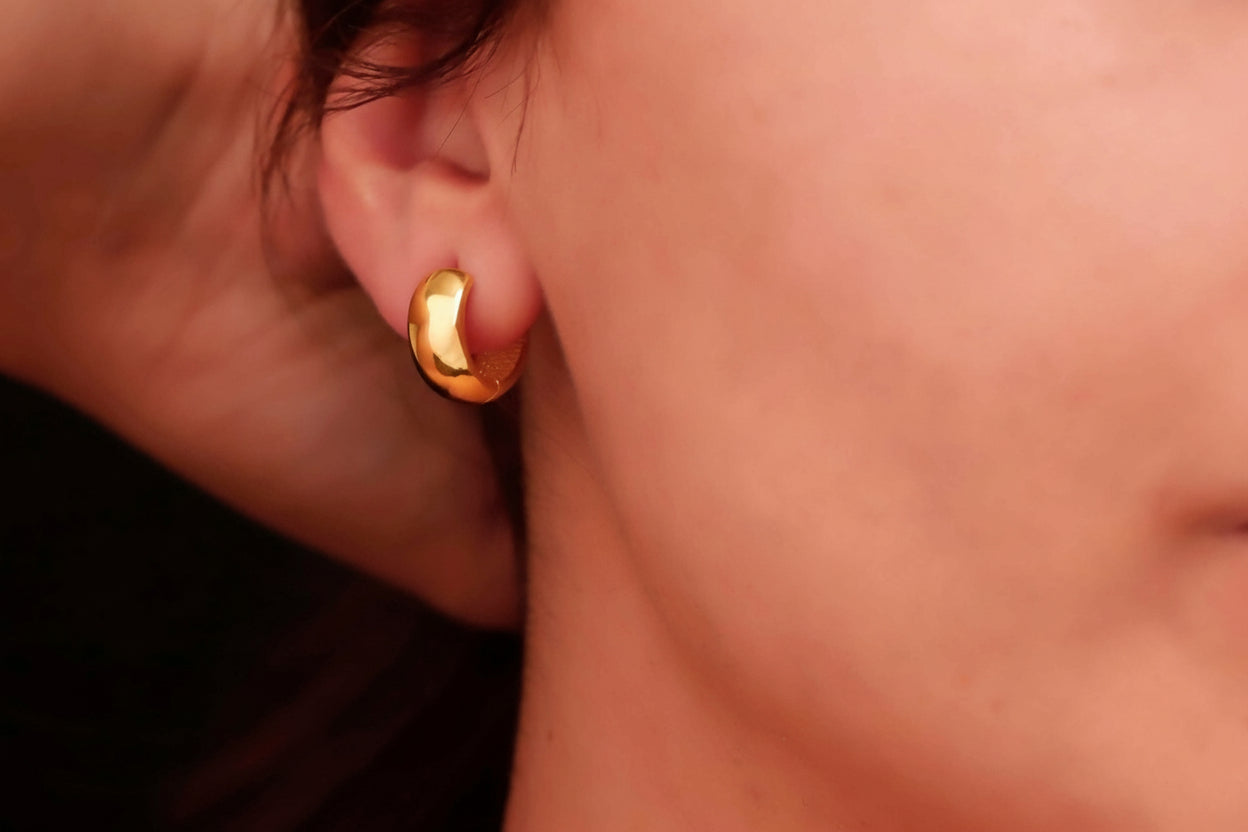 Chunky Gold Hoop Earrings, 18K Gold Filled 925 Sterling Silver