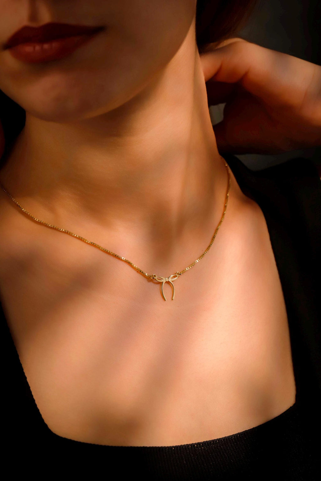 Dainty Bow Necklace, 14K Gold Vermeil Ribbon Pendant For Her