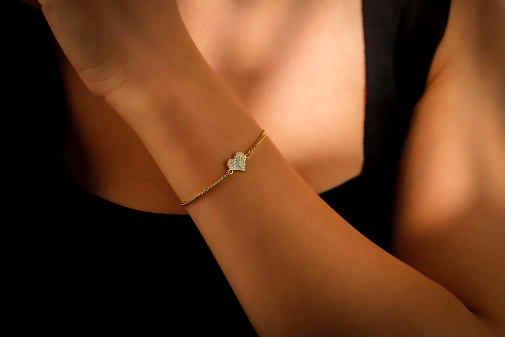 Fingerprint Engraving Bracelet, 925 Sterling Silver Heart Charm