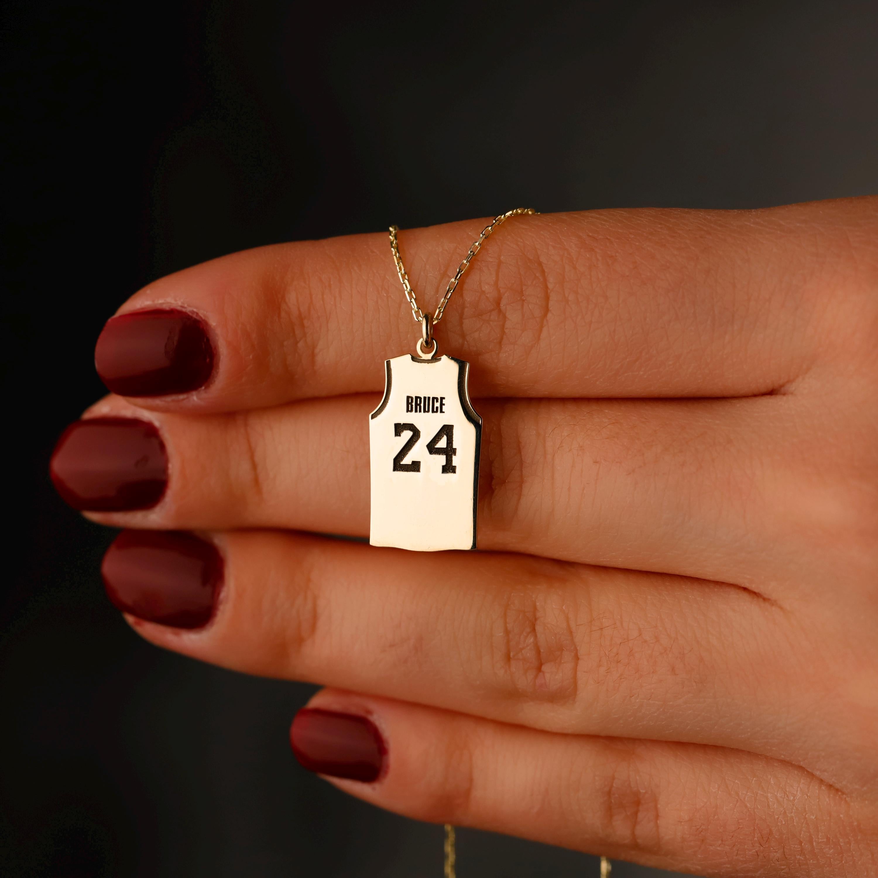 Custom Basketball Necklace, Sterling Silver Name & Number Pendant