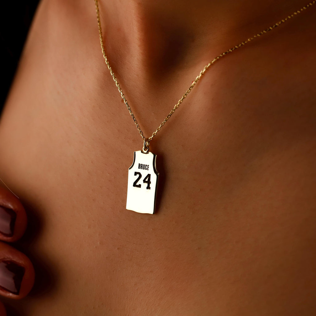 Custom Basketball Necklace, Sterling Silver Name & Number Pendant