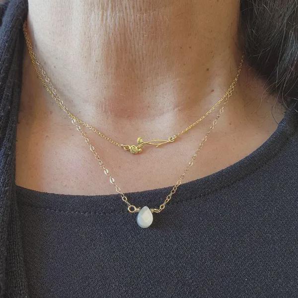 Birth Flower Necklace, Sideways Personalized 925 Sterling Silver