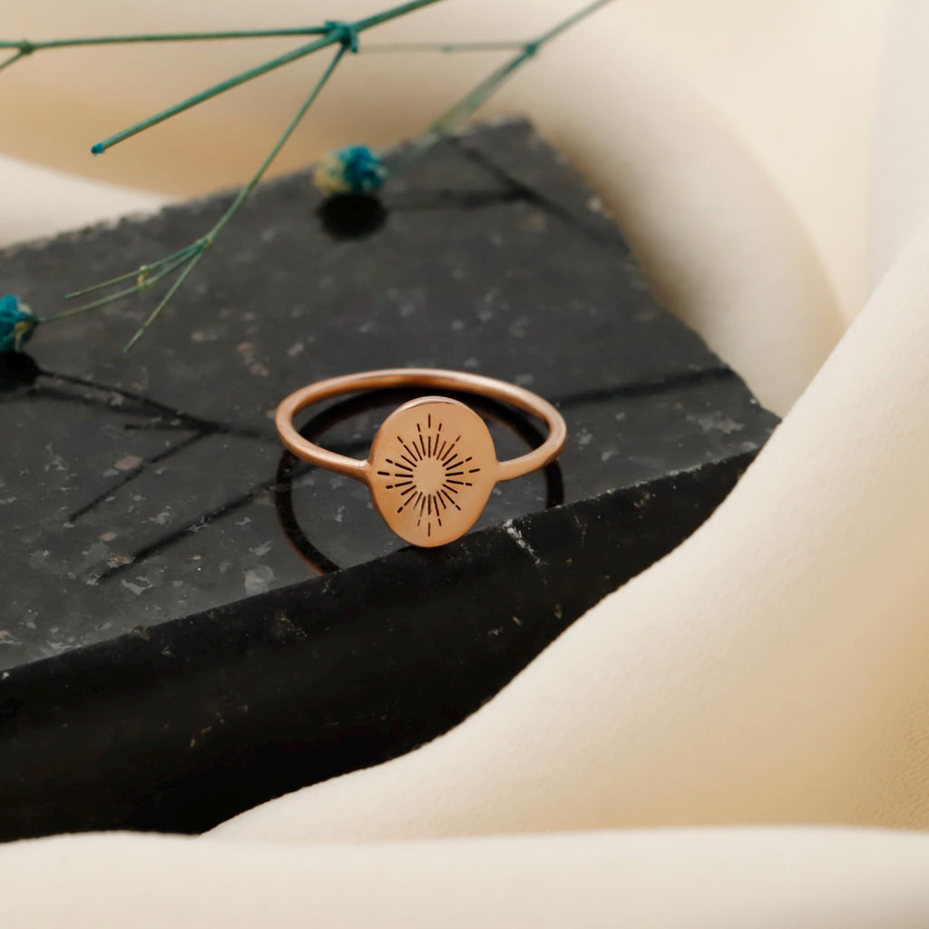 Sunburst Ring, 925 Sterling Silver Minimalist Sun Beam Ring
