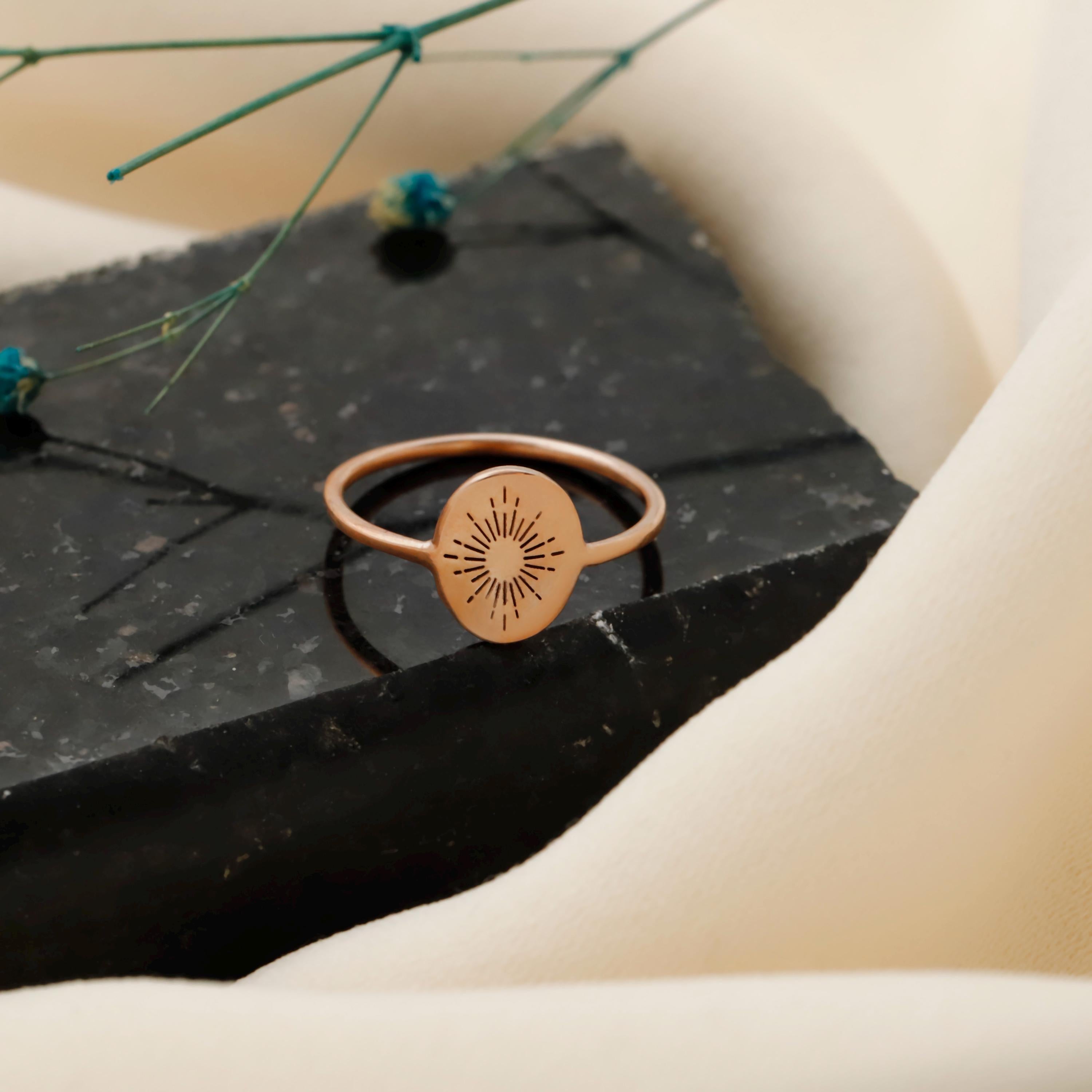 Sunburst Ring, 925 Sterling Silver Minimalist Sun Beam Ring