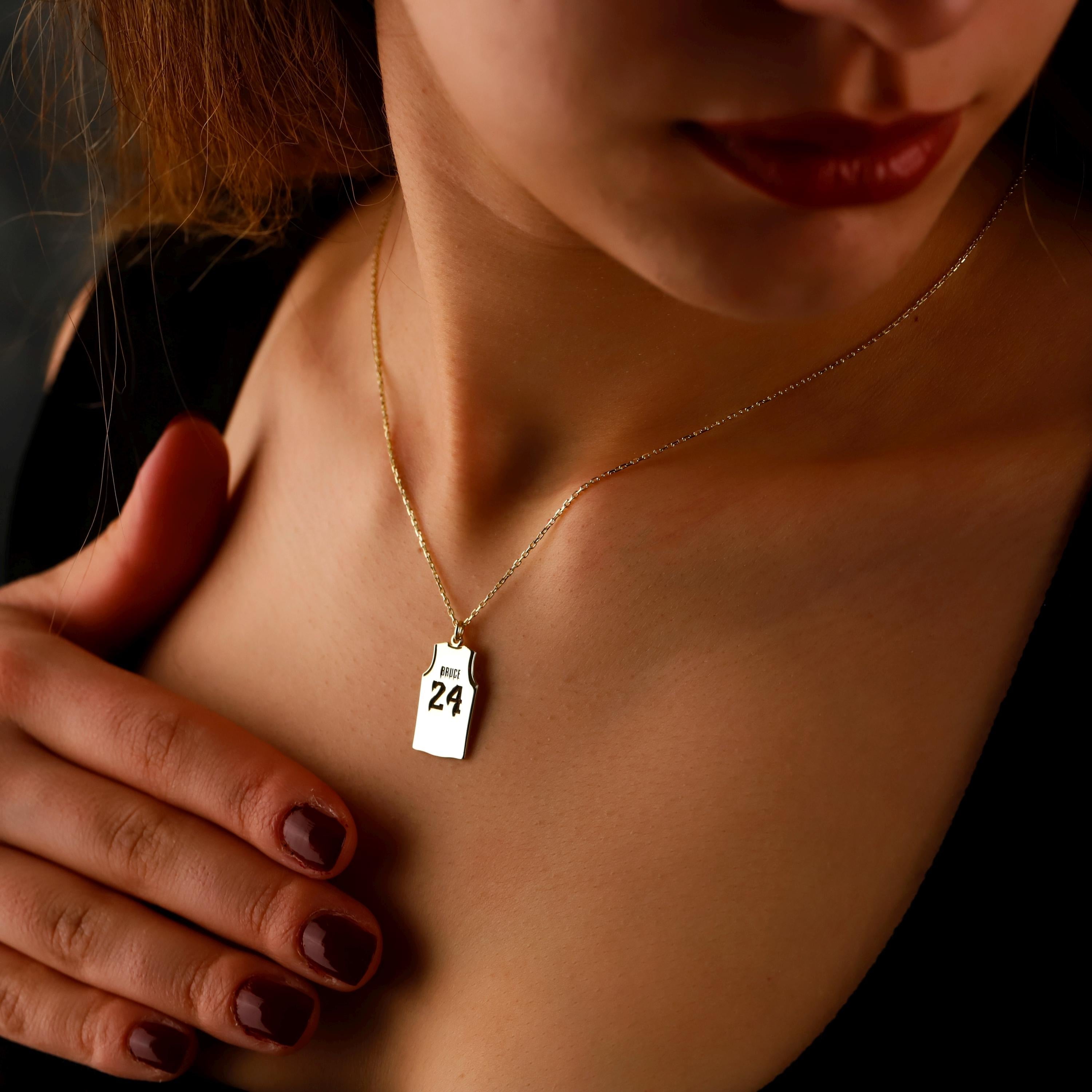 Custom Basketball Necklace, Sterling Silver Name & Number Pendant