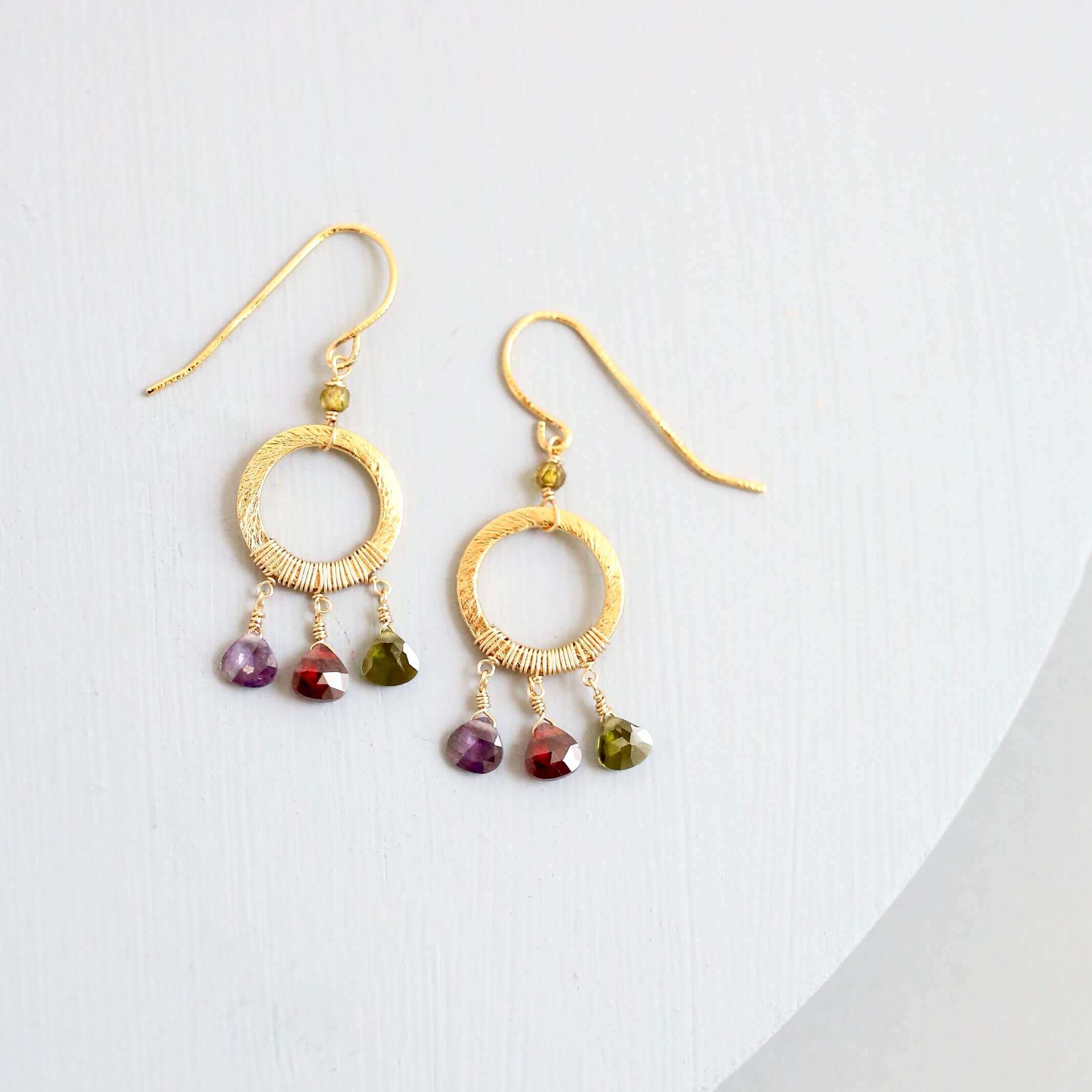Mini Boho Earrings - Gold Plated Sterling Silver French Hook Small Dangle Jewelry