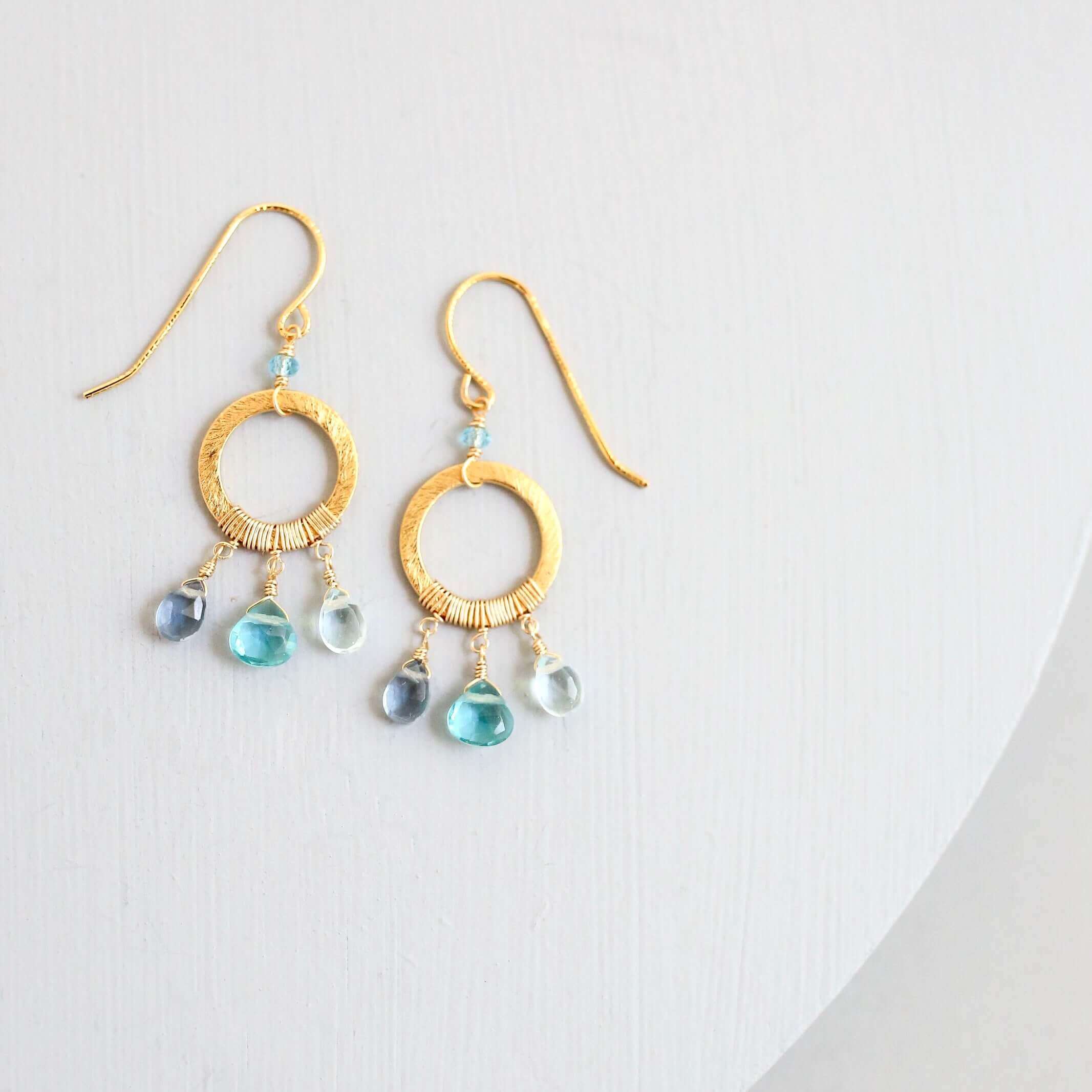 Mini Boho Earrings - Gold Plated Sterling Silver French Hook Small Dangle Jewelry