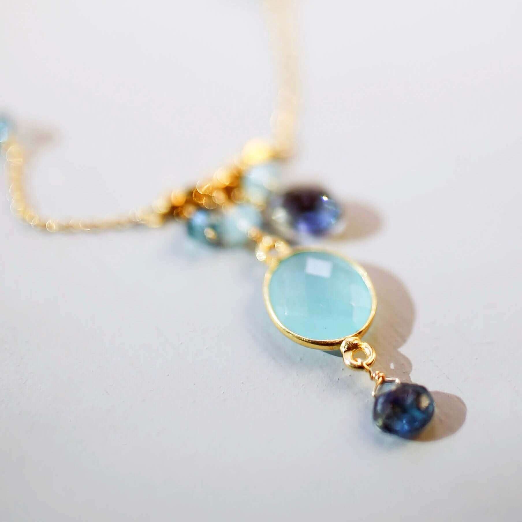 Bezel Necklaces – Delicate Gold Chain Necklace With Gemstone Pendant & Extender
