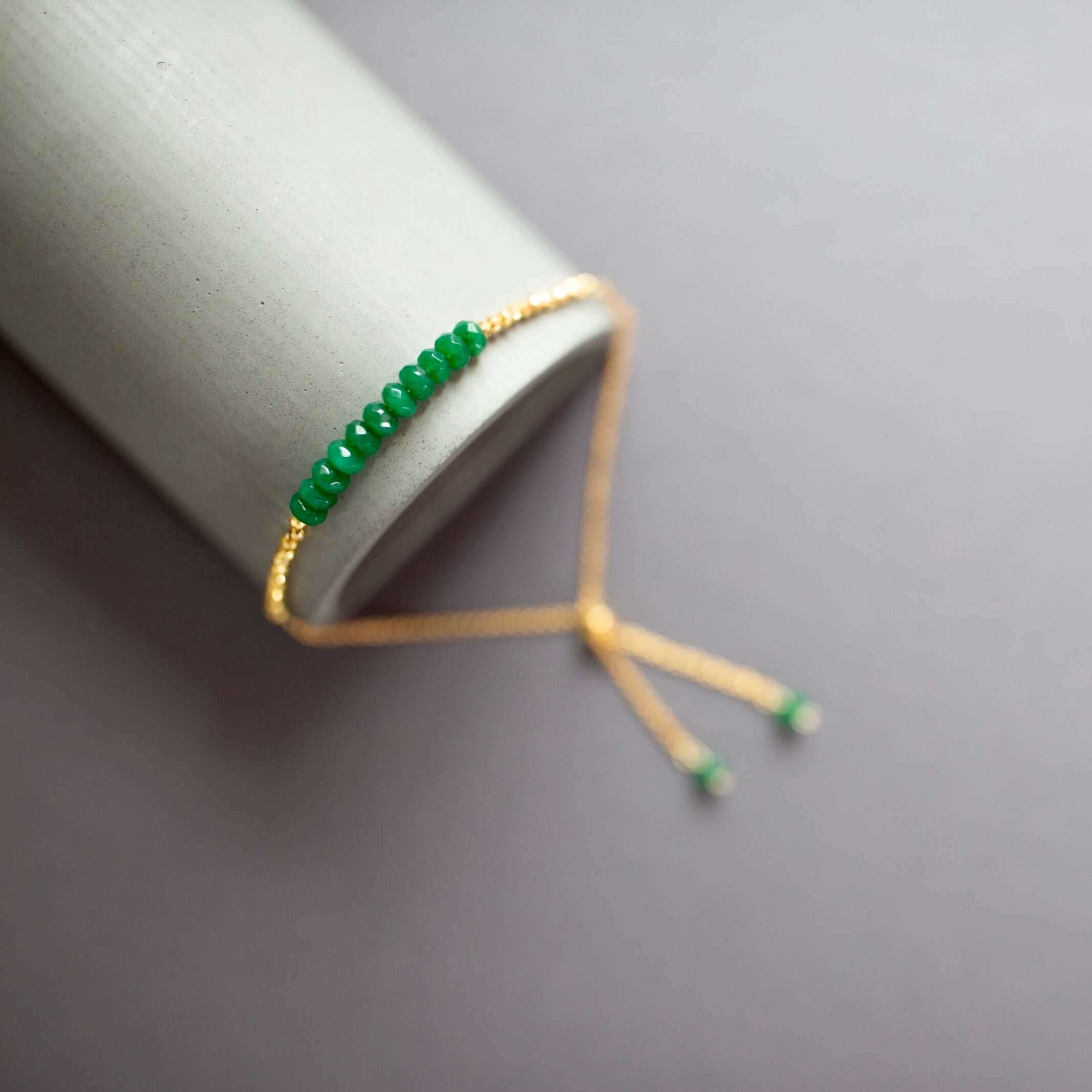 Green Onyx Bracelet – Adjustable Gemstone Bracelet With Sparkling Stone Accents