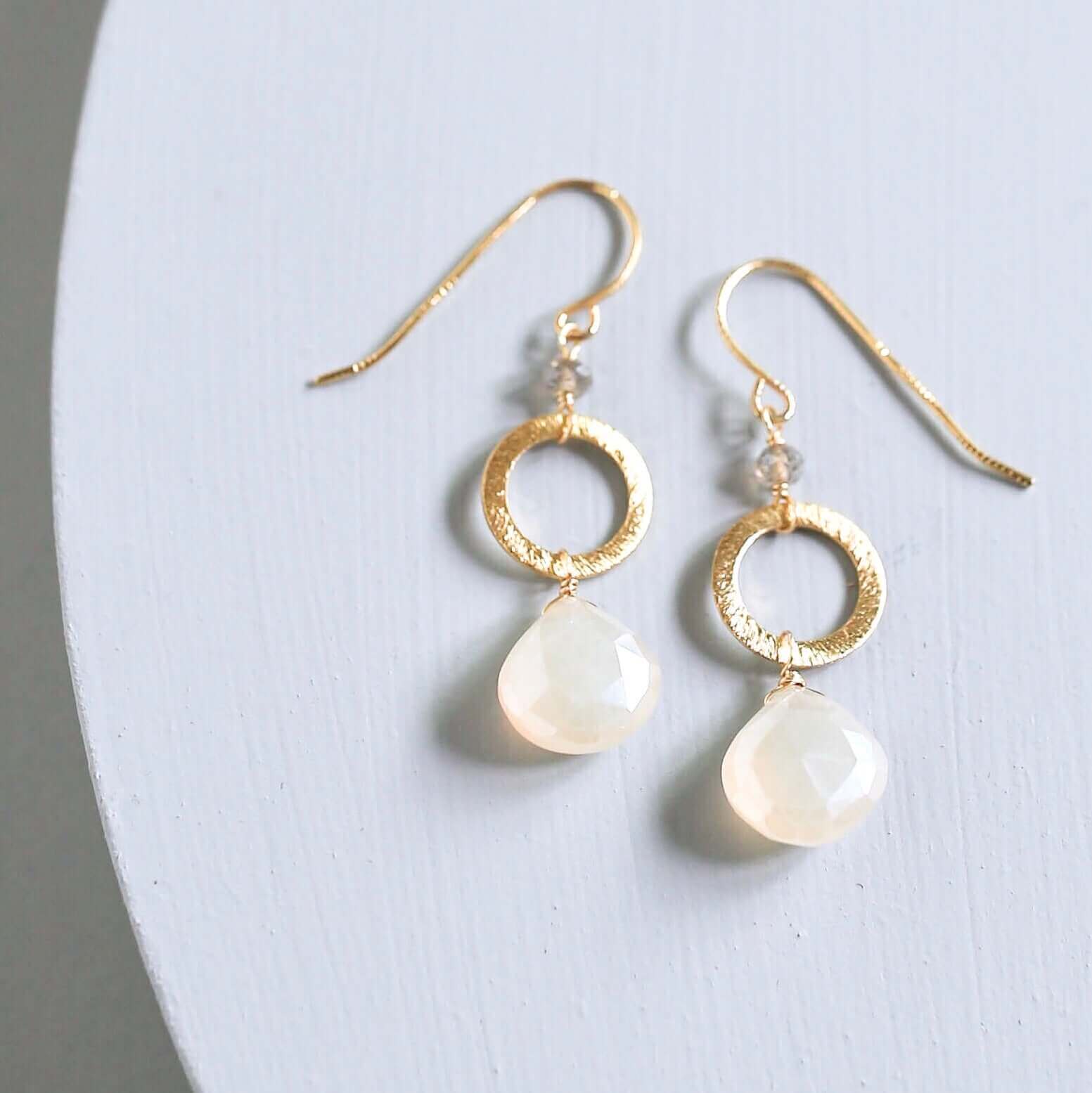 White Chalcedony Earrings – Sterling Silver Long Earrings With French Hooks