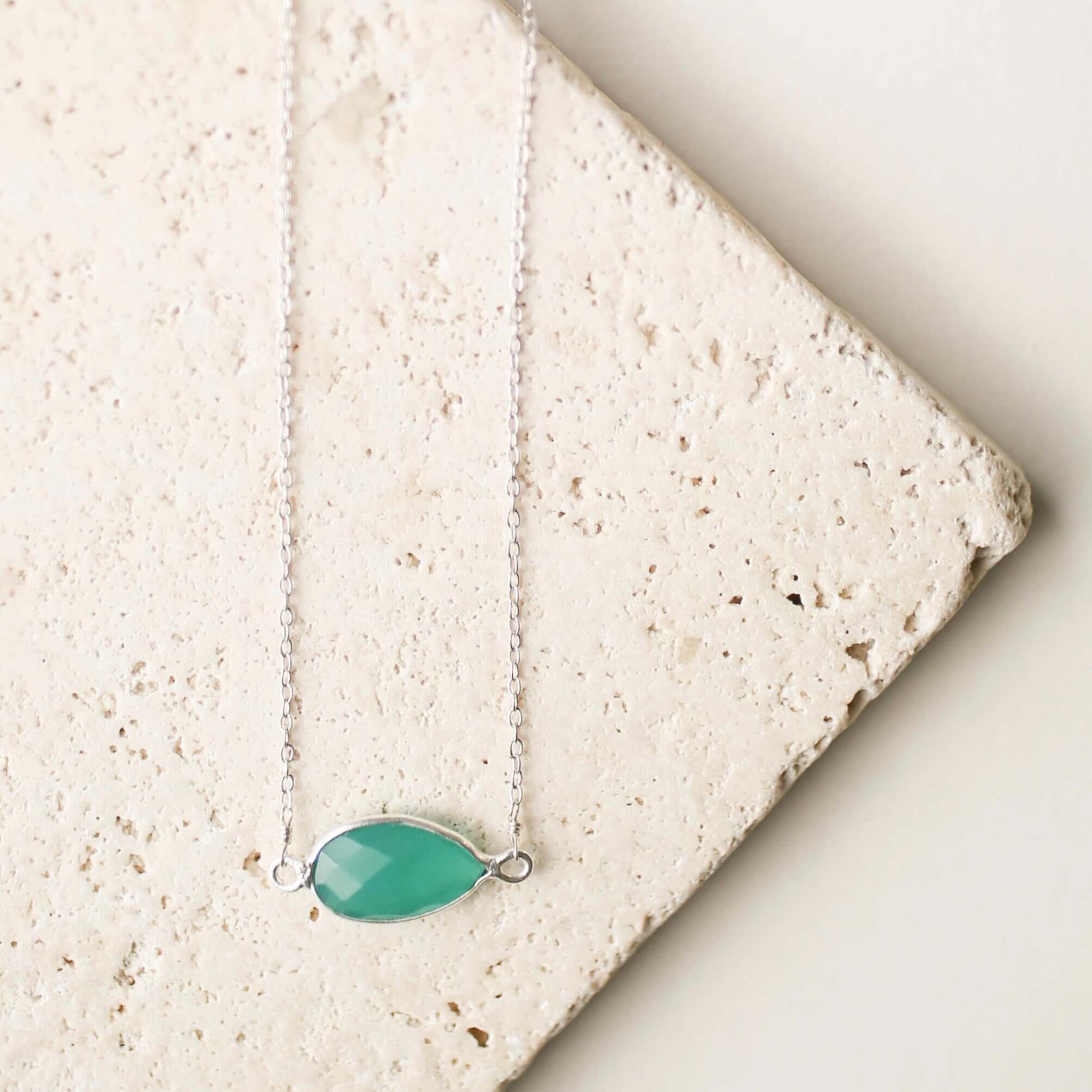 Minimalist Gemstone Necklace With Bezel Set Design | Gold Plated & Silver Minimalist Jewelry