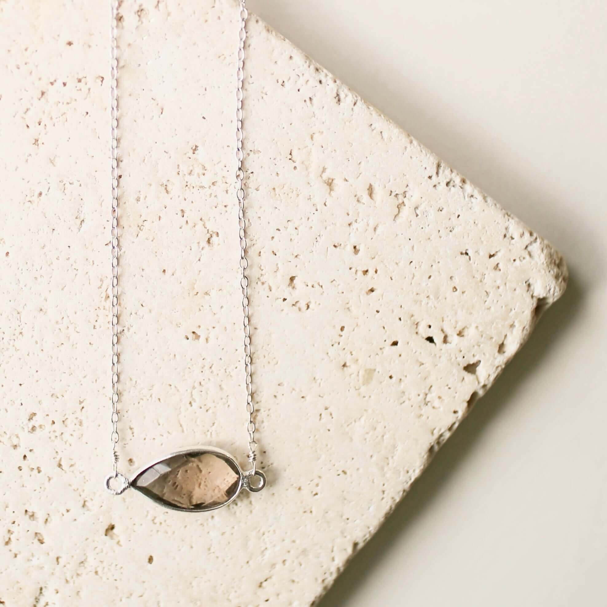 Minimalist Gemstone Necklace With Bezel Set Design | Gold Plated & Silver Minimalist Jewelry