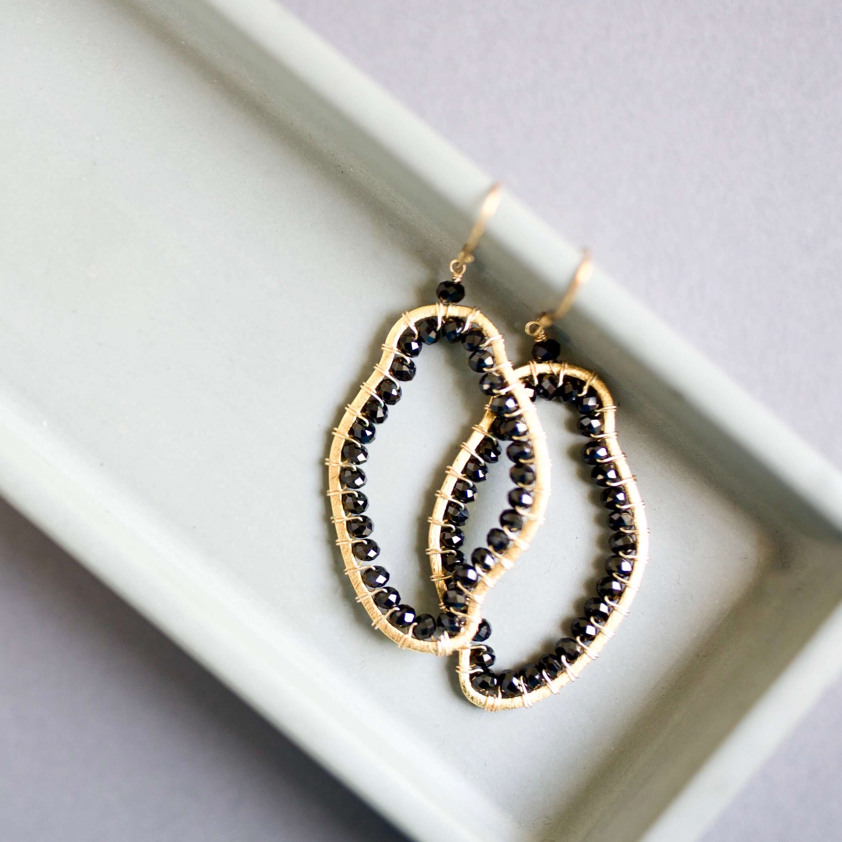 Black Spinel Jewelry – Gold Pendant Set With Sterling Silver Necklace | Handmade Gift Box