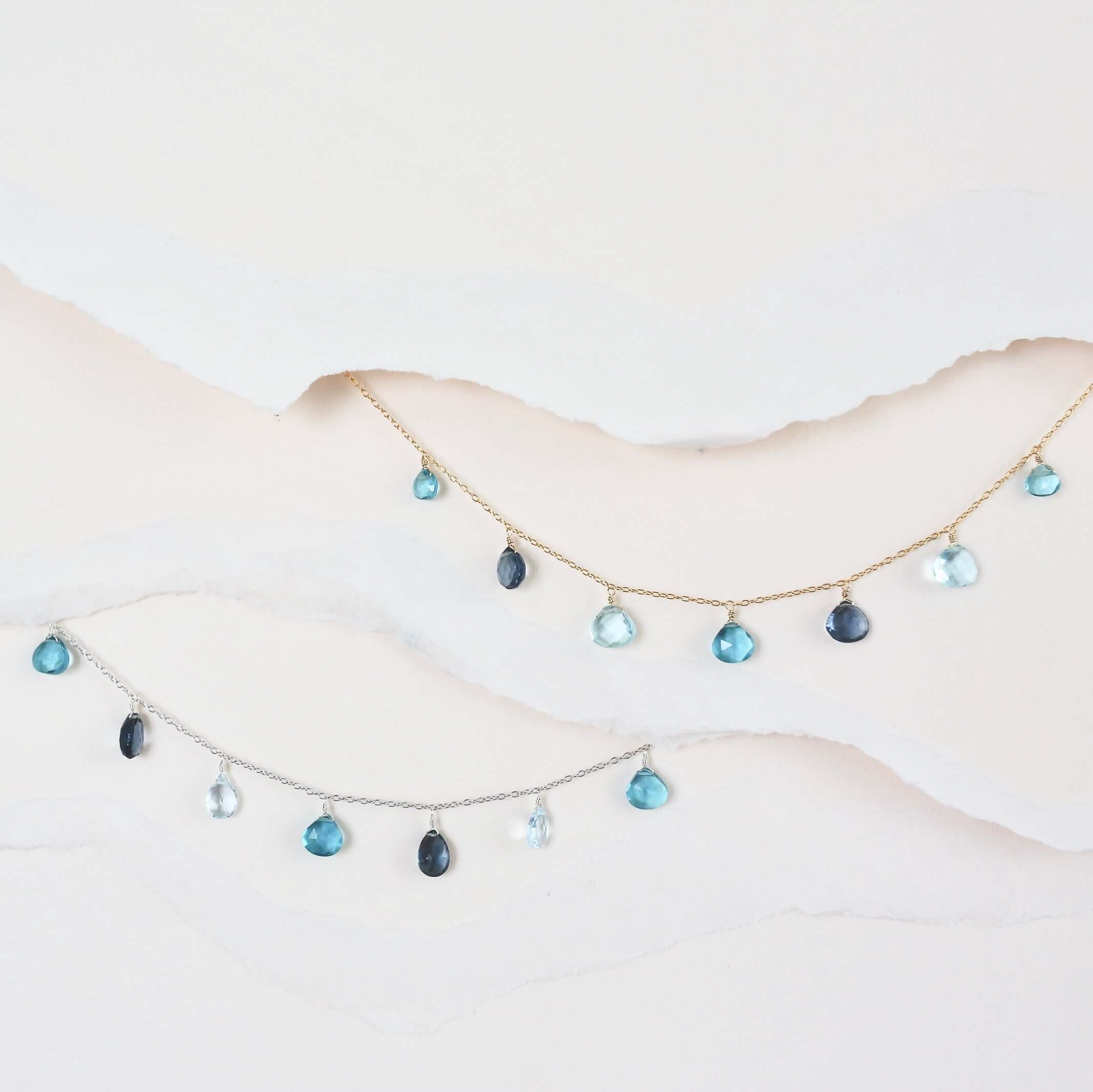 Blue Gemstone Silver Sparkler Necklace