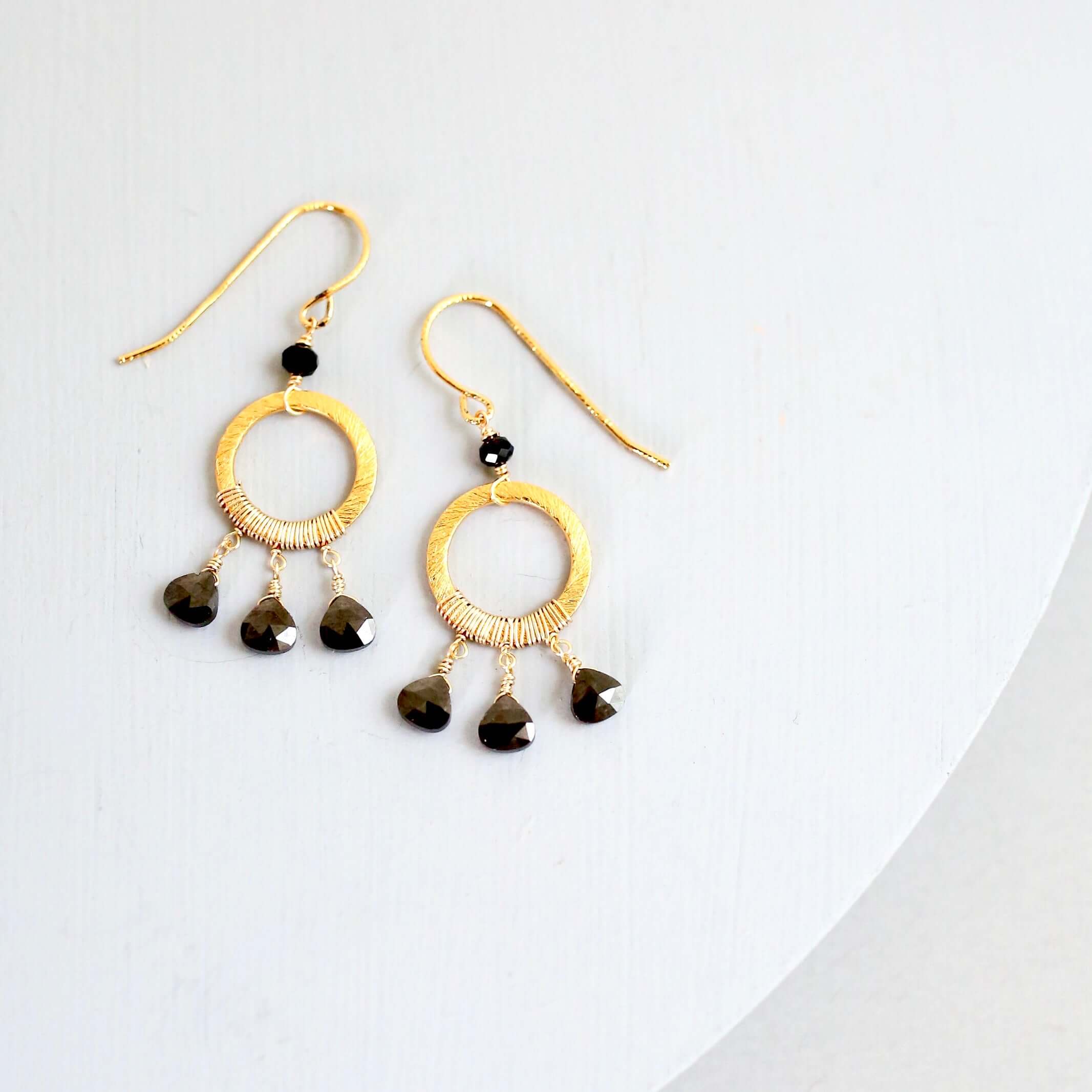 Mini Boho Earrings - Gold Plated Sterling Silver French Hook Small Dangle Jewelry