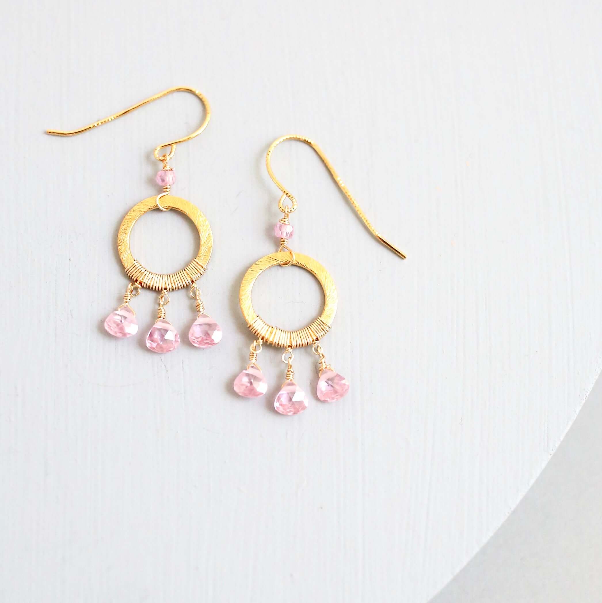 Mini Boho Earrings - Gold Plated Sterling Silver French Hook Small Dangle Jewelry