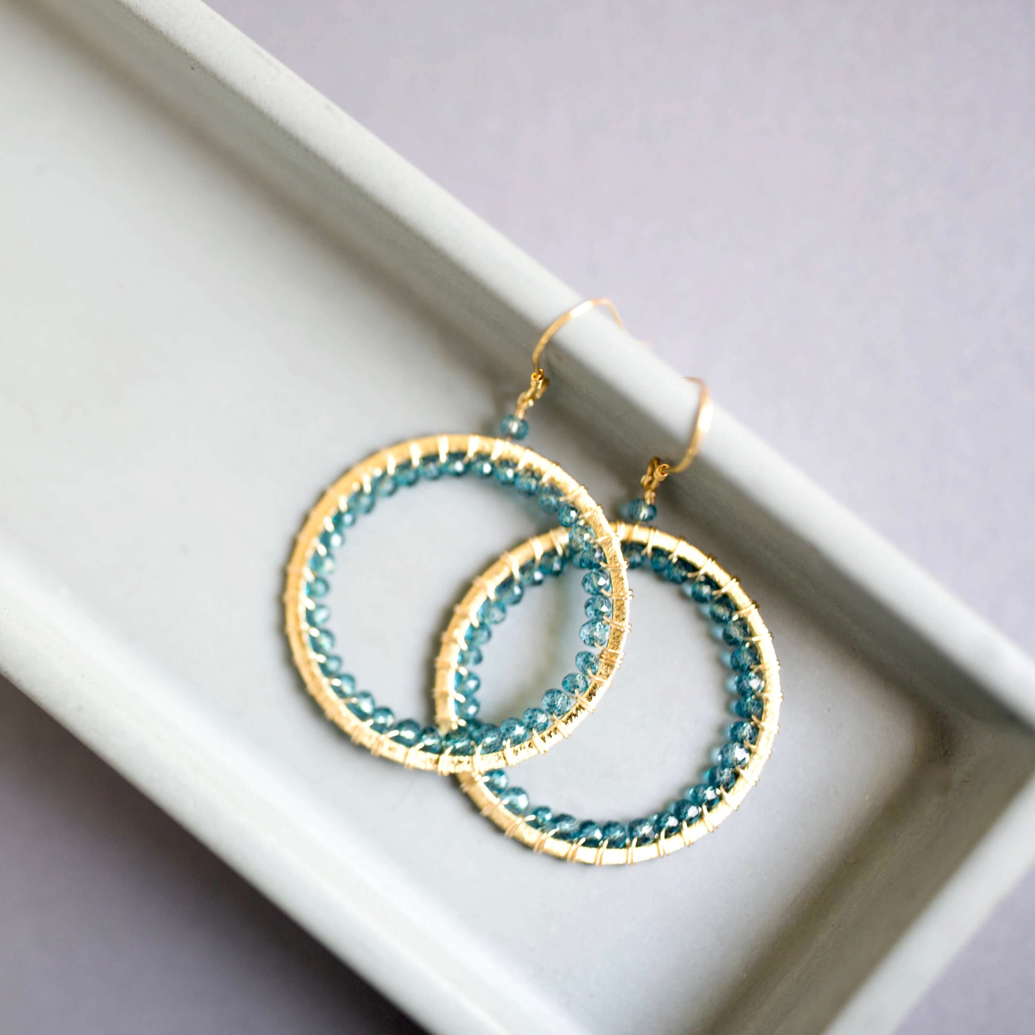 London Blue Quartz Jewelry – Handmade Set With Adjustable Gold Chain & Floating Pendant