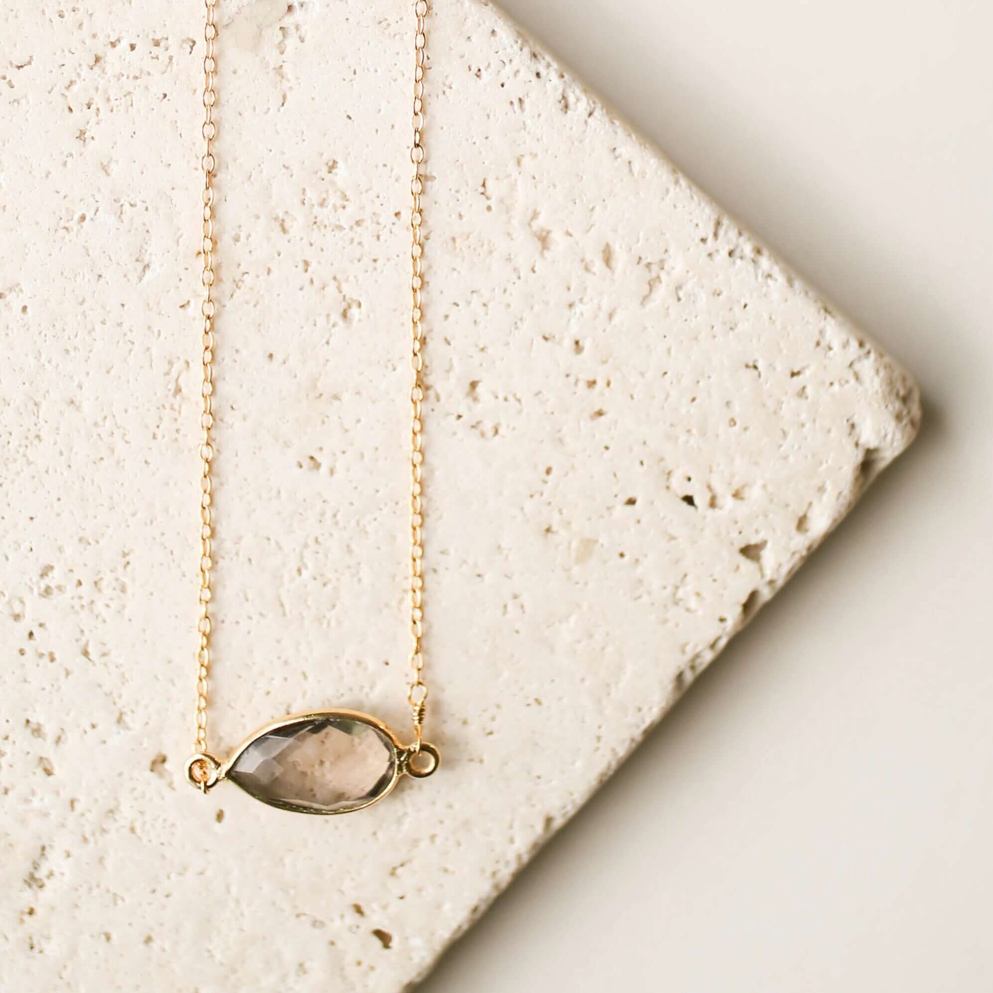 Minimalist Gemstone Necklace With Bezel Set Design | Gold Plated & Silver Minimalist Jewelry
