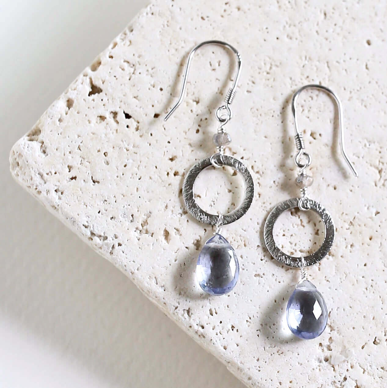 Tanzanite Quartz Earrings – 14k Gold Plated Jewelry | Sterling Silver Dangle Earrings