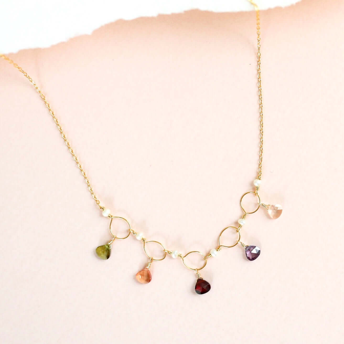 Blue Gemstone Necklace – Handmade Mini Sparkler Necklace | 14k Gold Plated Jewelry