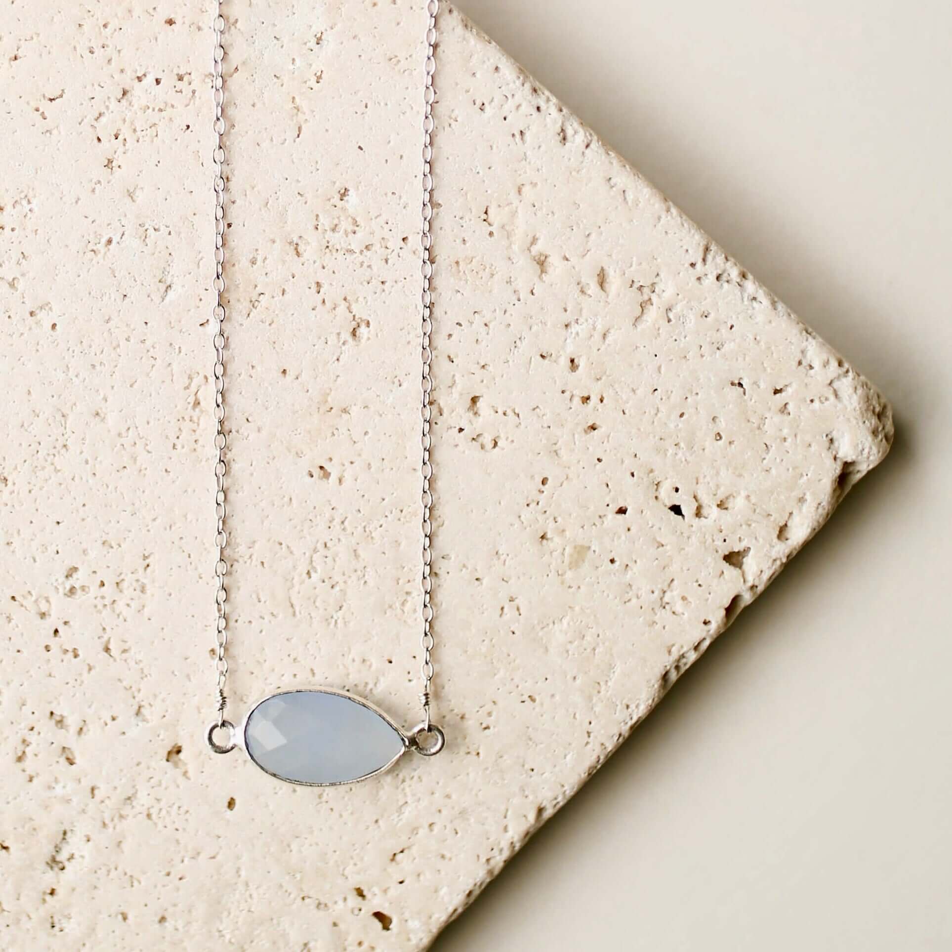 Minimalist Gemstone Necklace With Bezel Set Design | Gold Plated & Silver Minimalist Jewelry