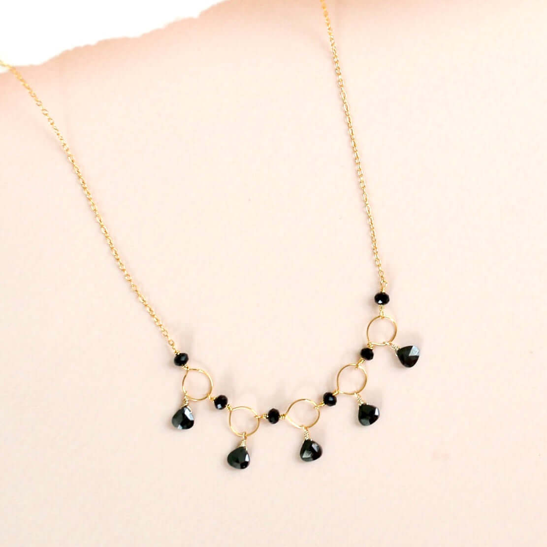 Green Onyx Necklace - Handmade Gemstone Mini Sparkler Pendant With Gold Plated Chain