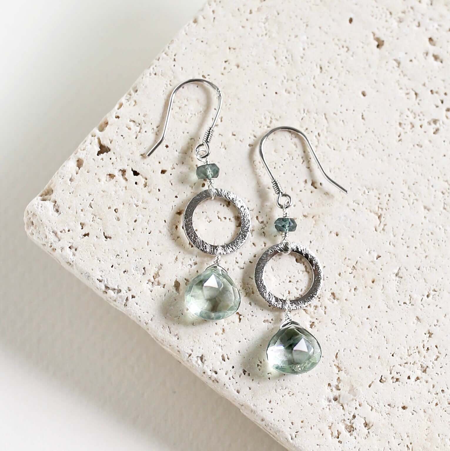 Green Amethyst Earrings – Handmade Sterling Silver Earrings | Gold Plated French Hooks