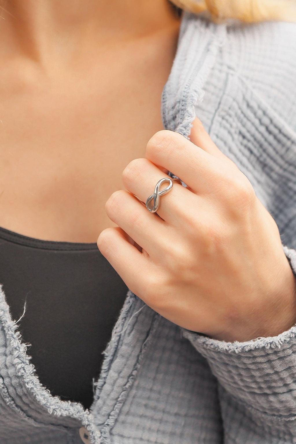 Infinity Ring – Polished Gold PVD Stainless Steel Durable 316L Band - Rings | Sunflower Soul Boutique
