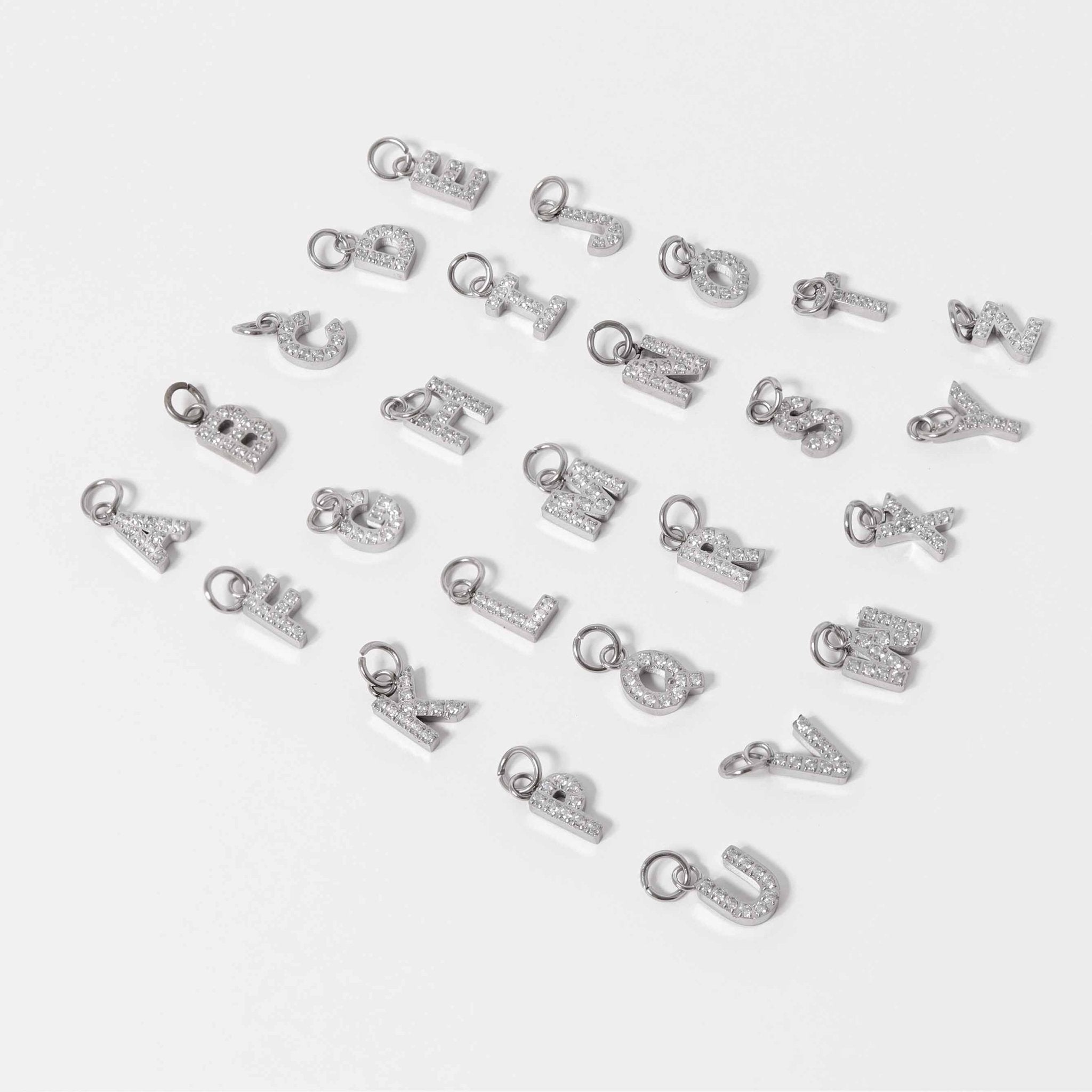 Initial Letter Charms – Durable Stainless Steel Pavé Set Sparkling Pendants - charm | Sunflower Soul Boutique