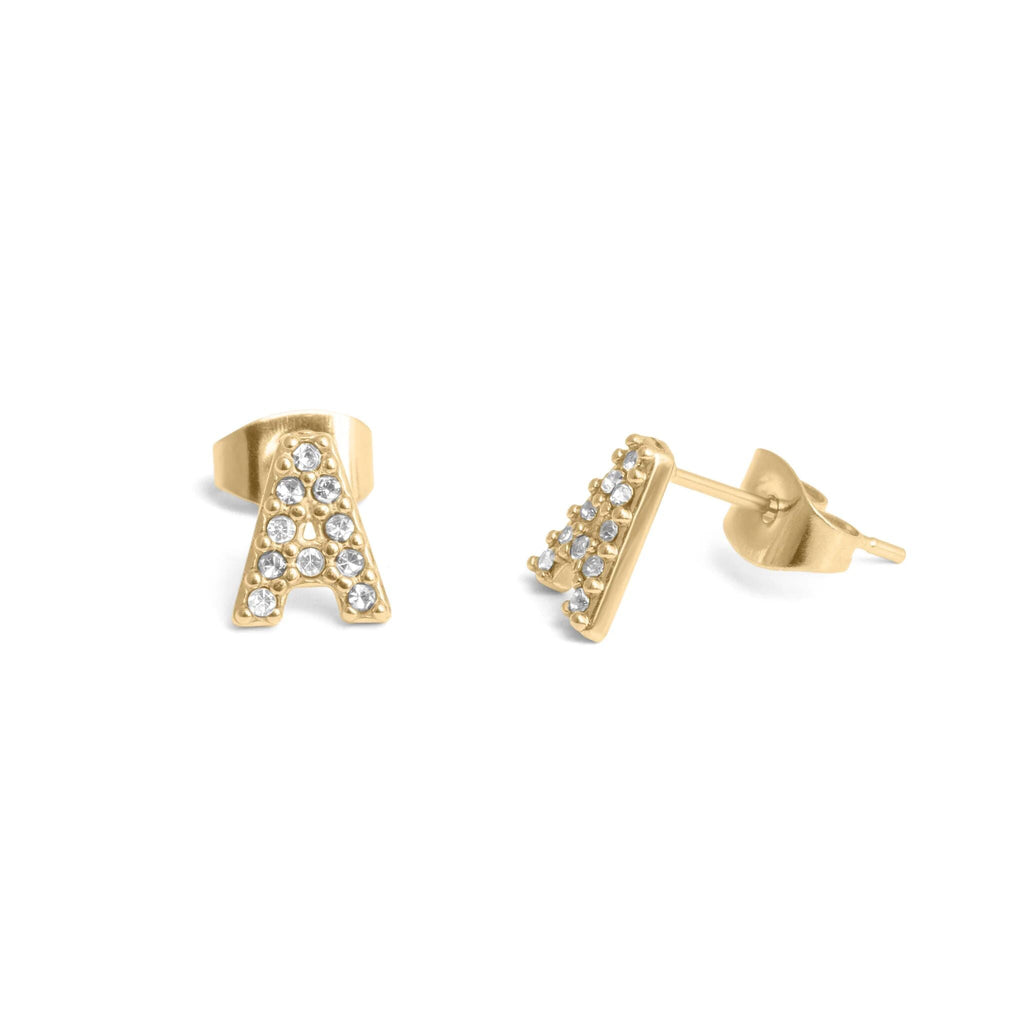 Initial Stud Earrings – Personalized Gold Stud Earrings | Hypoallergenic Stainless Steel - Earring | Sunflower Soul Boutique