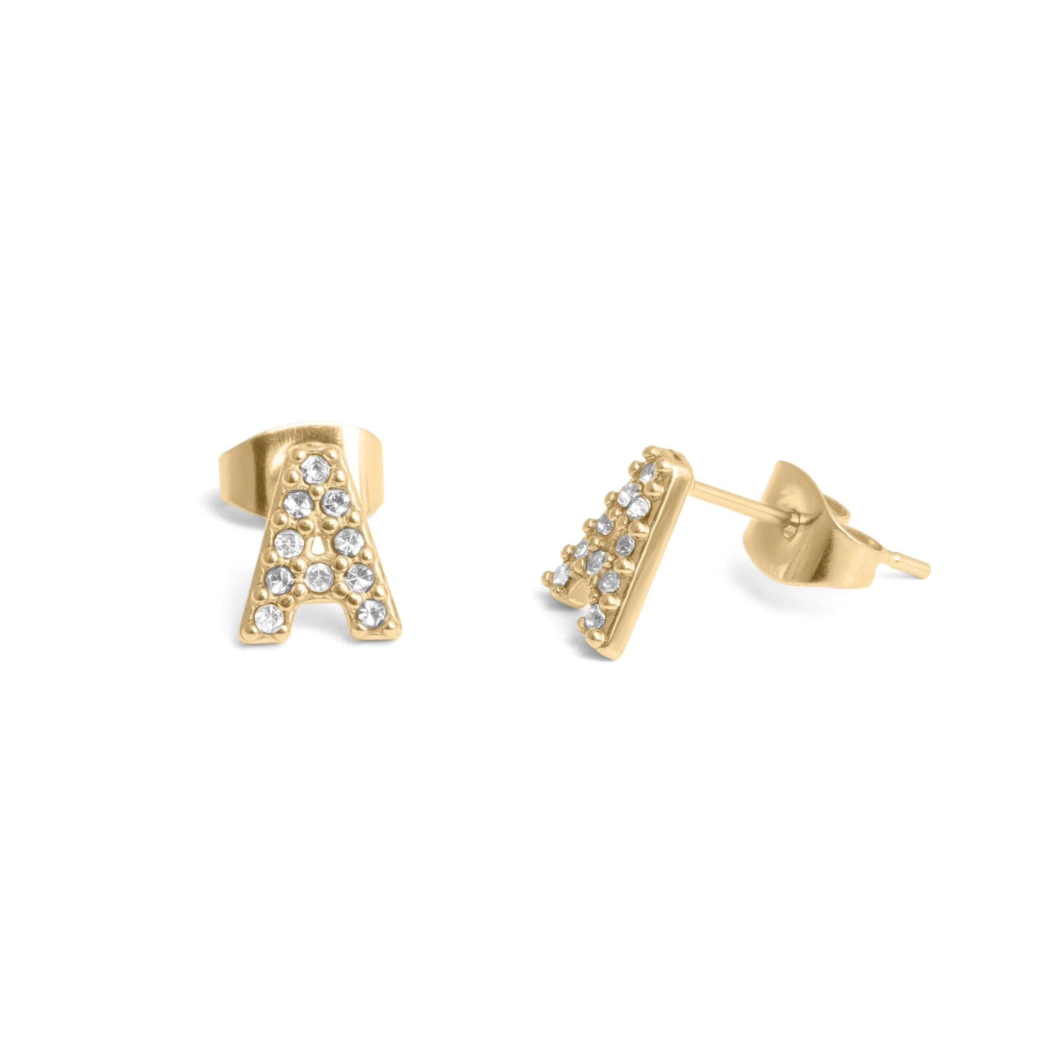 Initial Stud Earrings – Personalized Gold Stud Earrings | Hypoallergenic Stainless Steel - Earring | Sunflower Soul Boutique