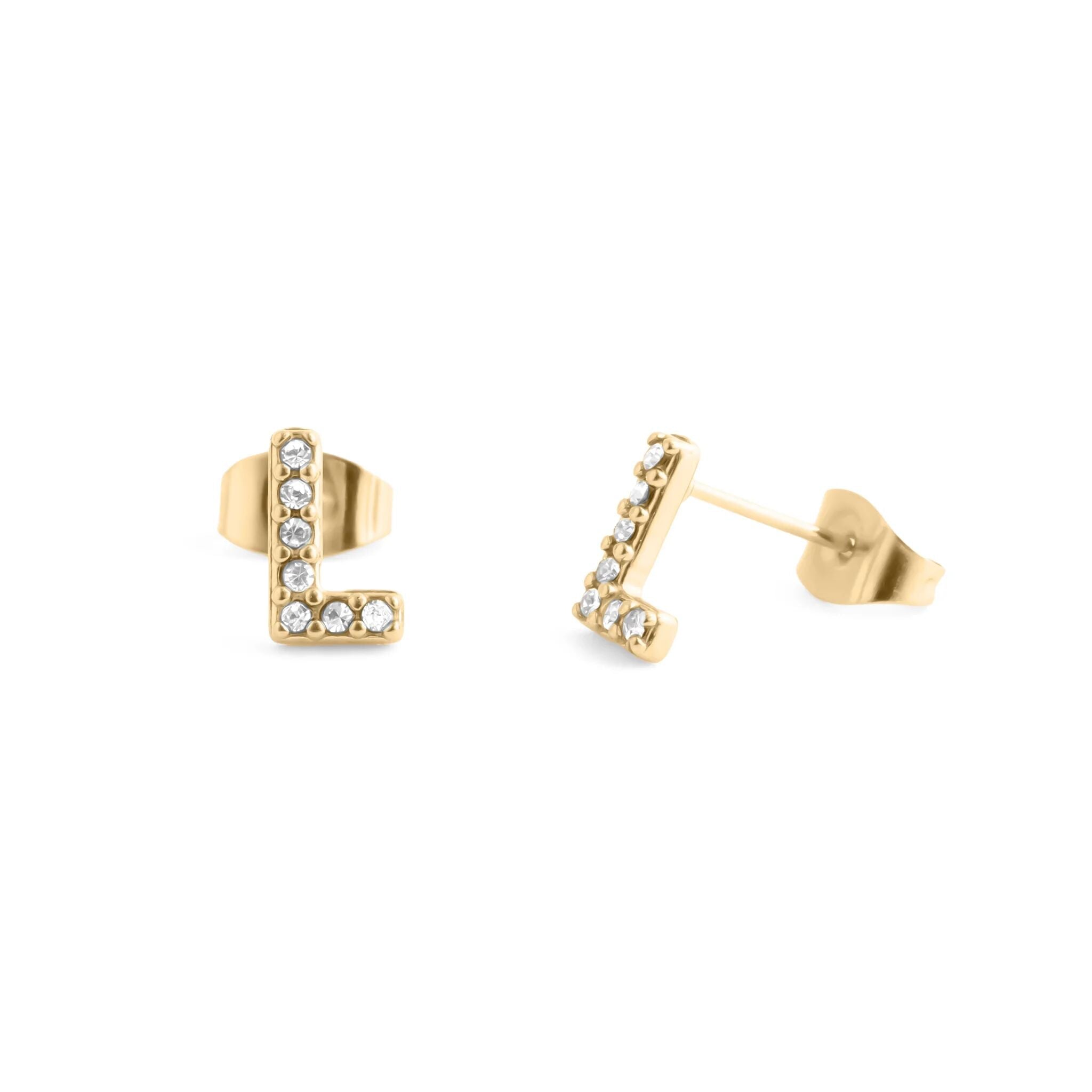 Initial Stud Earrings – Personalized Gold Stud Earrings | Hypoallergenic Stainless Steel - Earring | Sunflower Soul Boutique