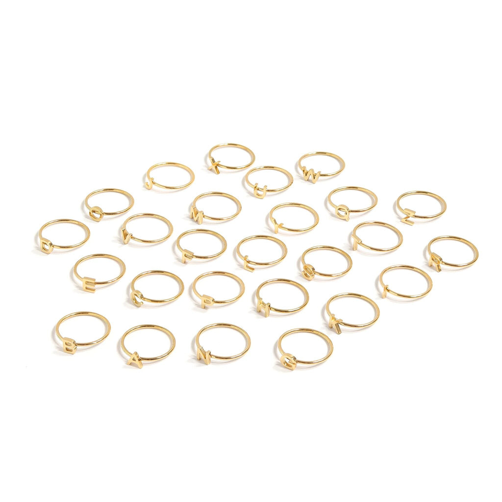 18k Gold Stacking Rings – Durable Personalized Initial Stainless Steel Bands