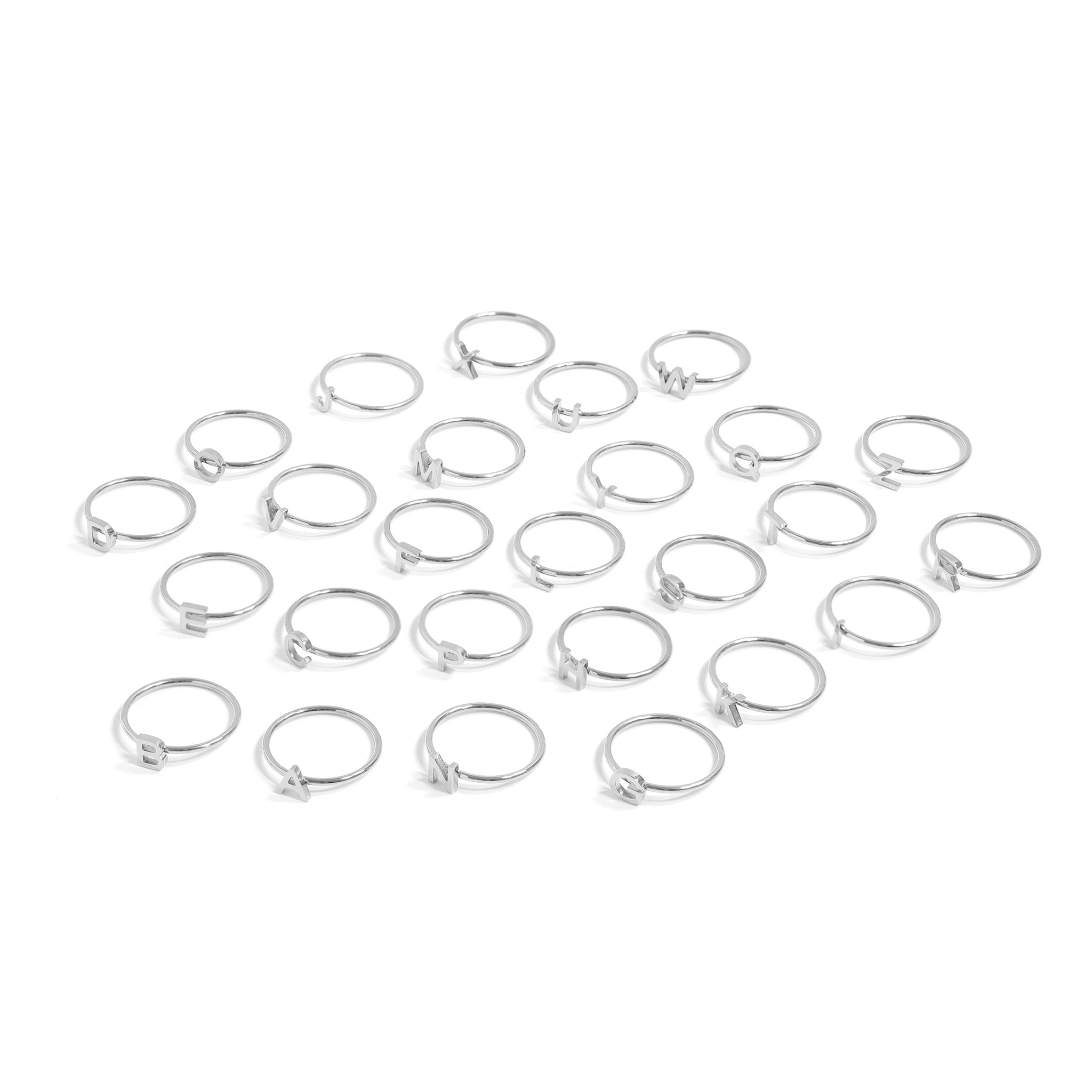 Stainless Steel Stacking Rings – Durable Personalized Initial Rings N-Z, Hypoallergenic 316L