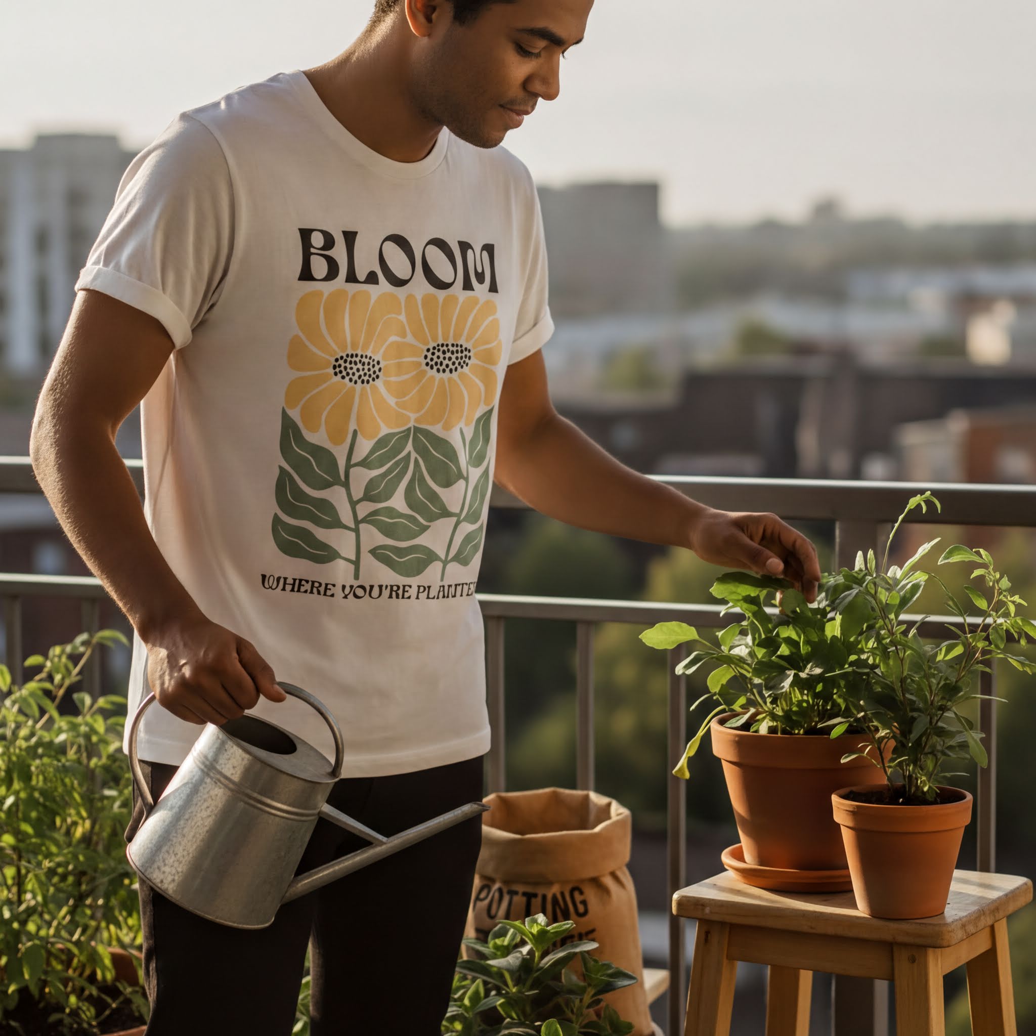 Inspirational Floral Shirt – Soft Cotton Tee With Hand Drawn Floral Design - T-Shirt | Sunflower Soul Boutique