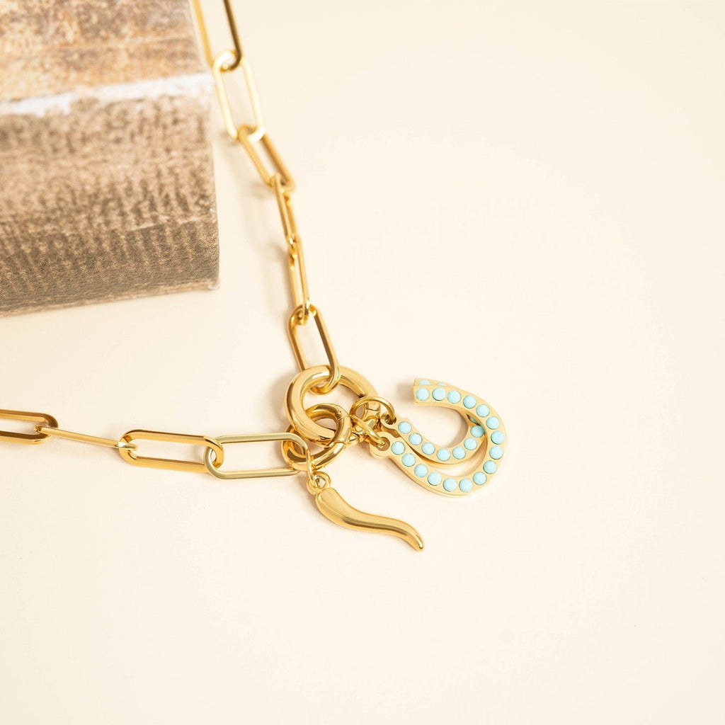 Italian Horn Charm – 18K Gold Jewelry Accent | Stainless Steel Good Luck Pendant - charm | Sunflower Soul Boutique