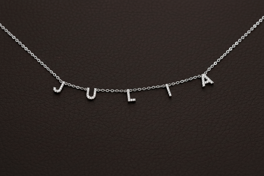 Pave Initial Necklace, CZ Letter Necklace Sterling Silver
