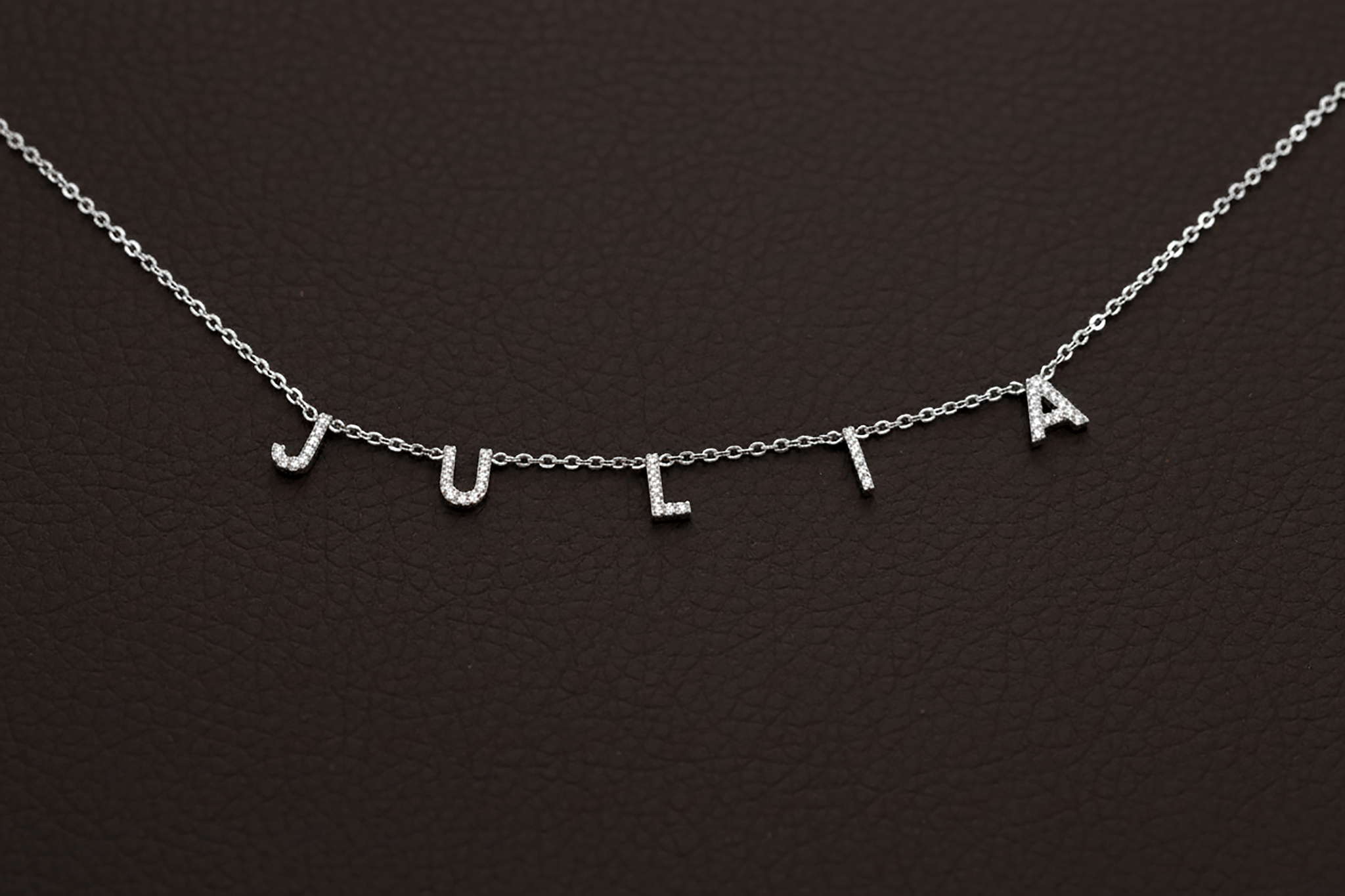 Pave Initial Necklace, CZ Letter Necklace Sterling Silver